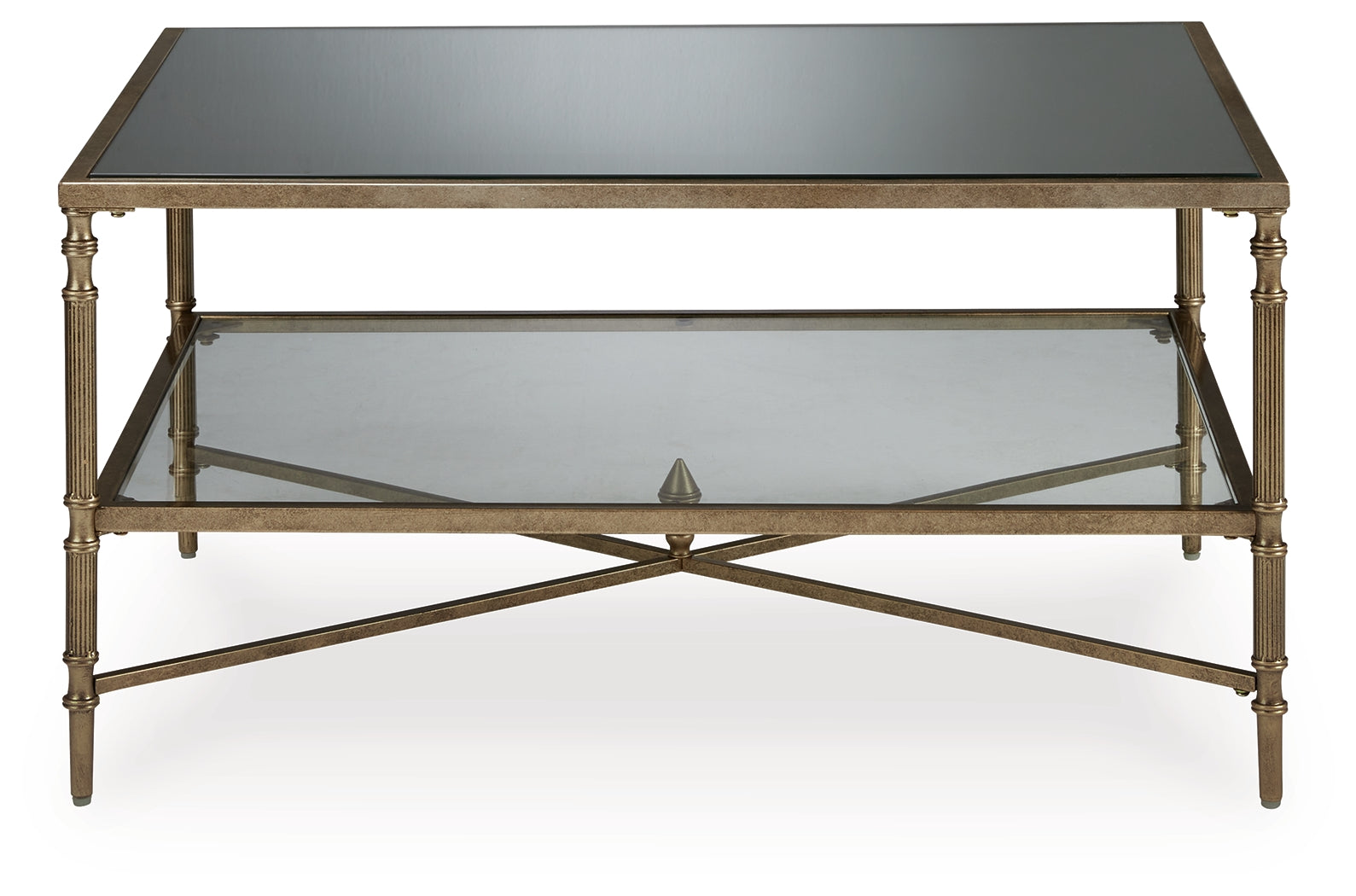 Cloverty Aged Gold Finish Coffee Table - T440-1 - Bien Home Furniture & Electronics