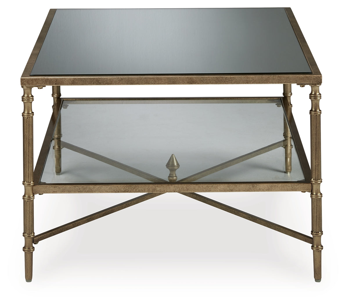 Cloverty Aged Gold Finish Coffee Table - T440-1 - Bien Home Furniture & Electronics