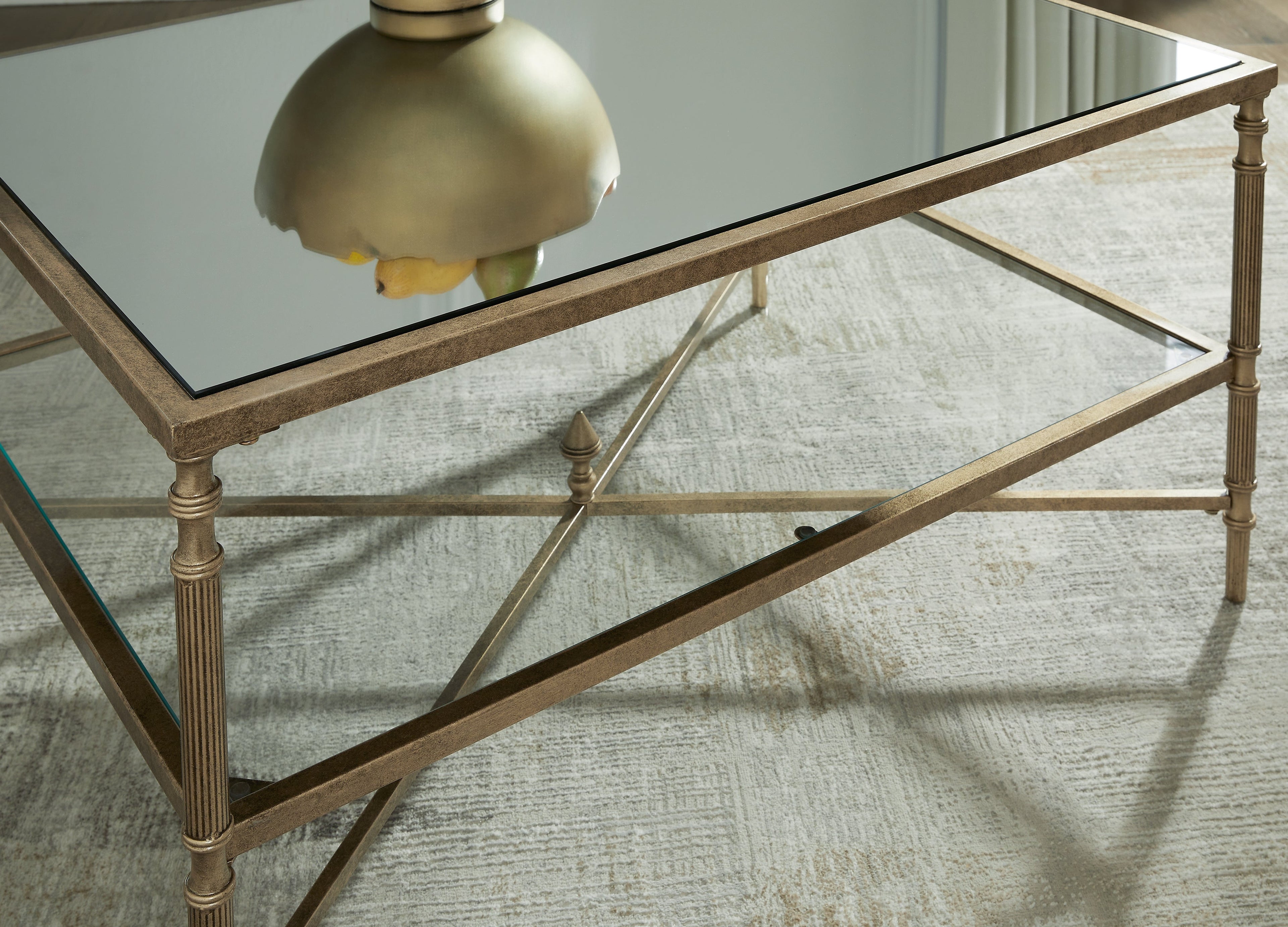 Cloverty Aged Gold Finish Coffee Table - T440-1 - Bien Home Furniture & Electronics