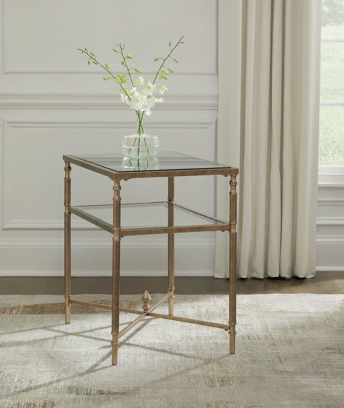 Cloverty Aged Gold Finish End Table - T440-3 - Bien Home Furniture &amp; Electronics