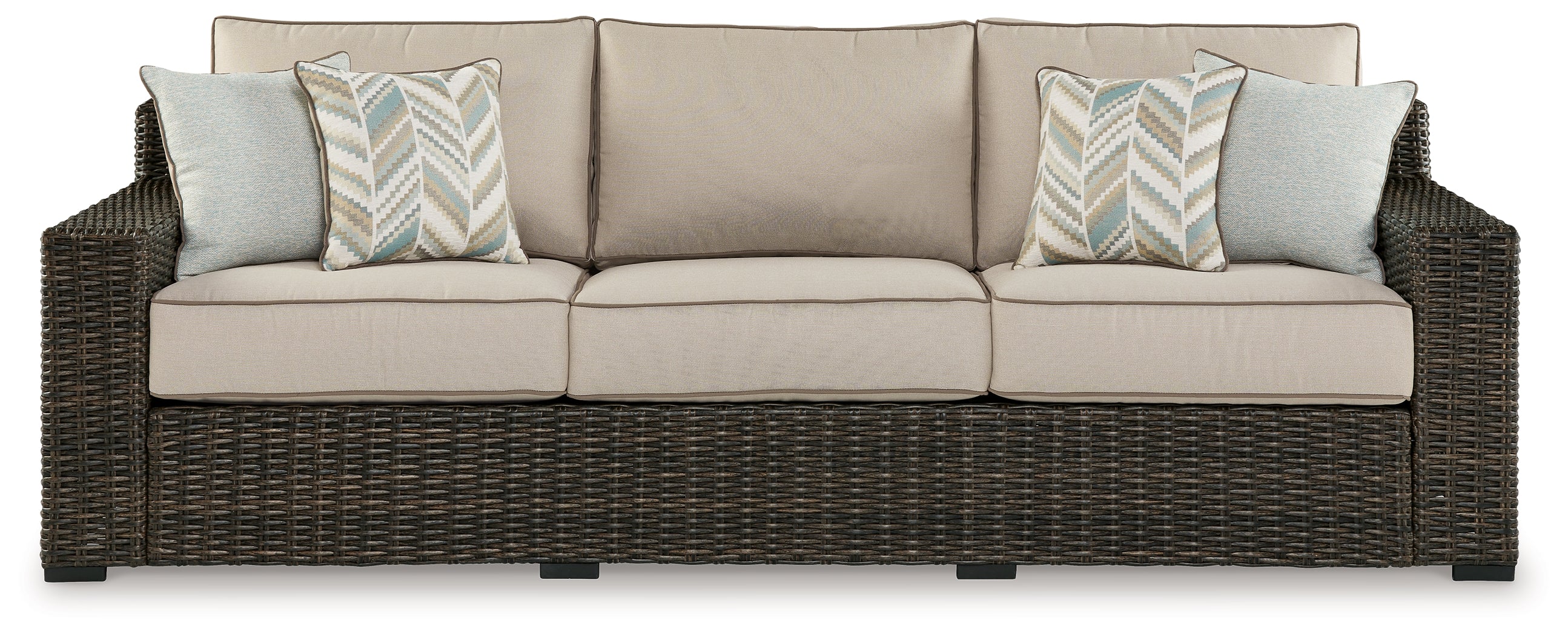 Coastline Bay Brown Outdoor Sofa with Cushion - P784-838 - Bien Home Furniture & Electronics