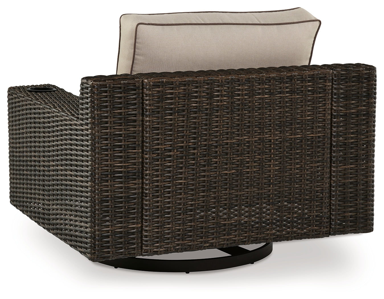 Coastline Bay Brown Outdoor Swivel Lounge with Cushion - P784-821 - Bien Home Furniture & Electronics