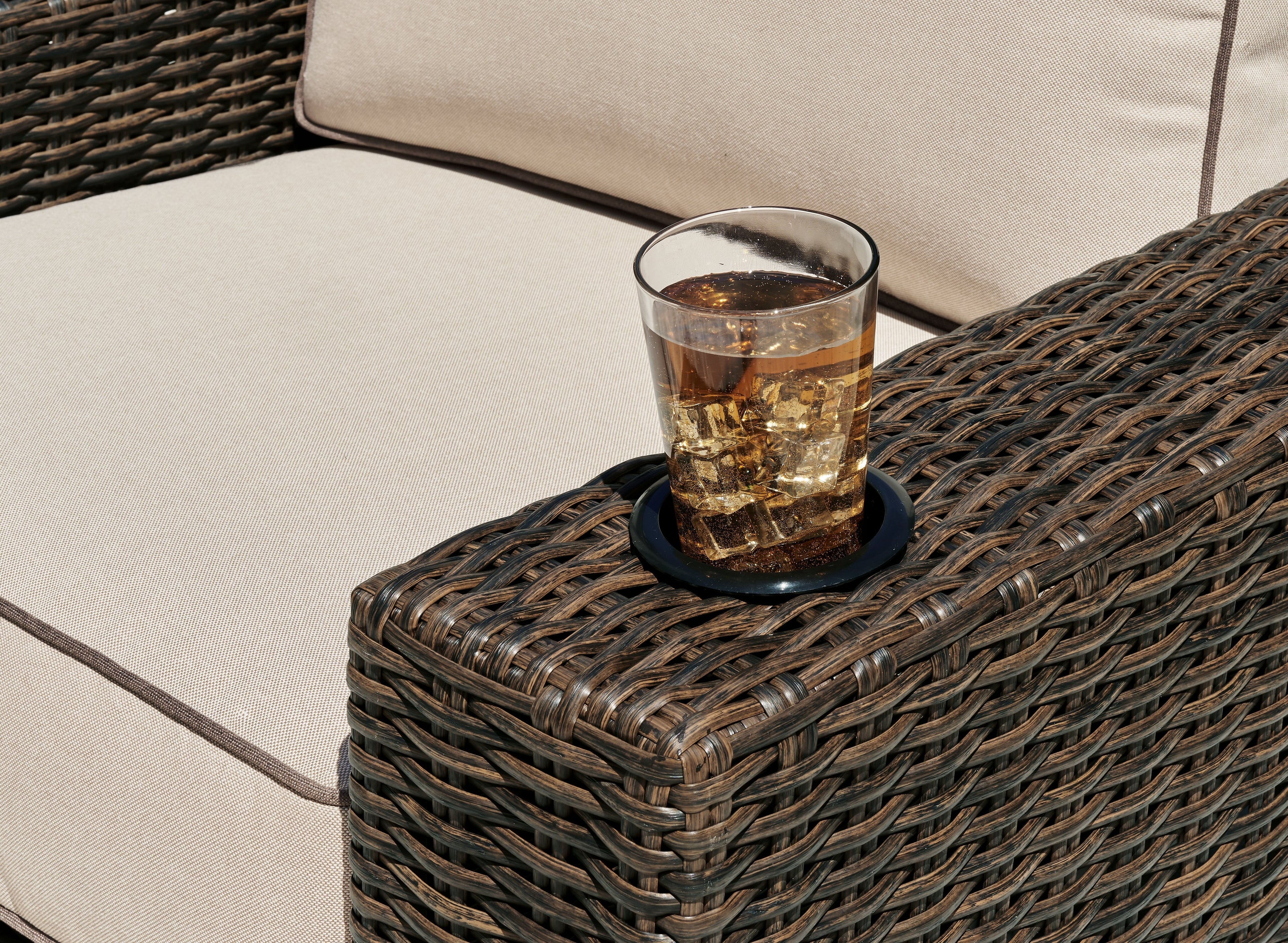 Coastline Bay Brown Outdoor Swivel Lounge with Cushion - P784-821 - Bien Home Furniture & Electronics