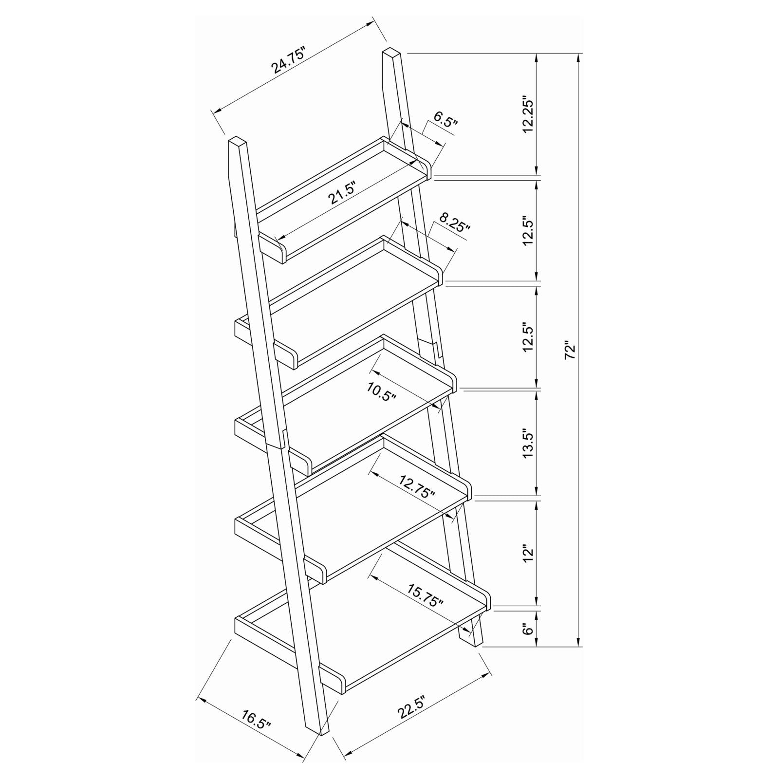Colella Cappuccino 5-Shelf Ladder Bookcase - 800338 - Bien Home Furniture & Electronics