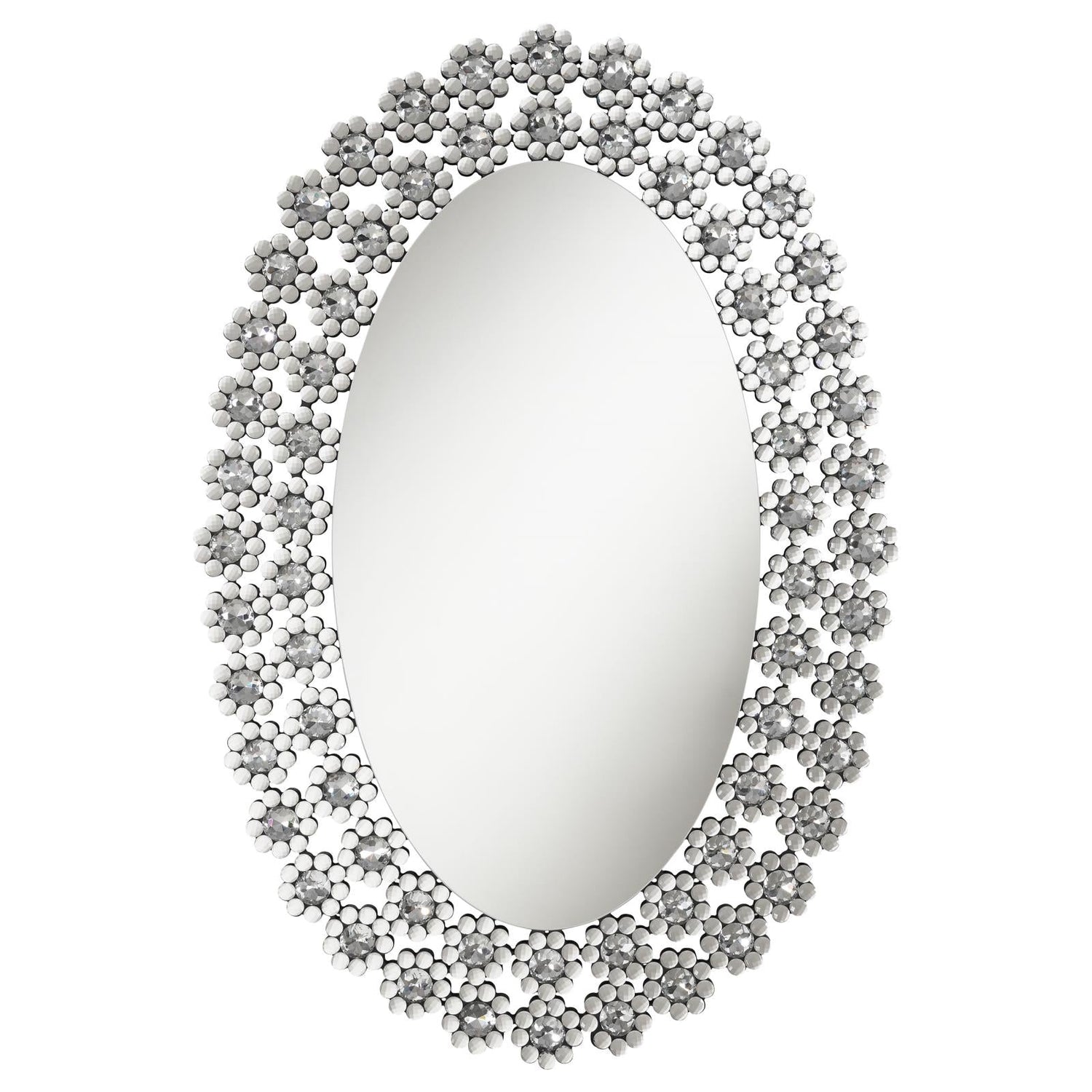 Colleen Oval Wall Mirror with Faux Crystal Blossoms - 961615 - Bien Home Furniture & Electronics