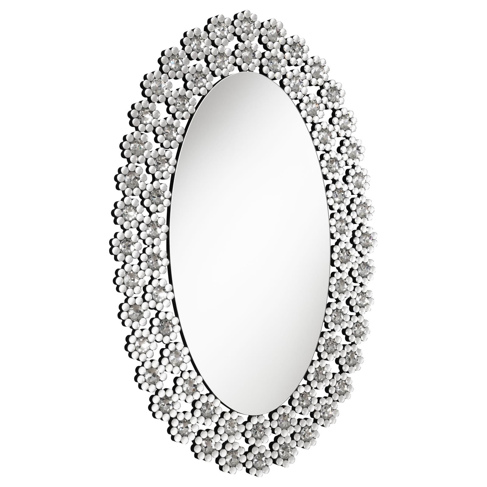 Colleen Oval Wall Mirror with Faux Crystal Blossoms - 961615 - Bien Home Furniture & Electronics
