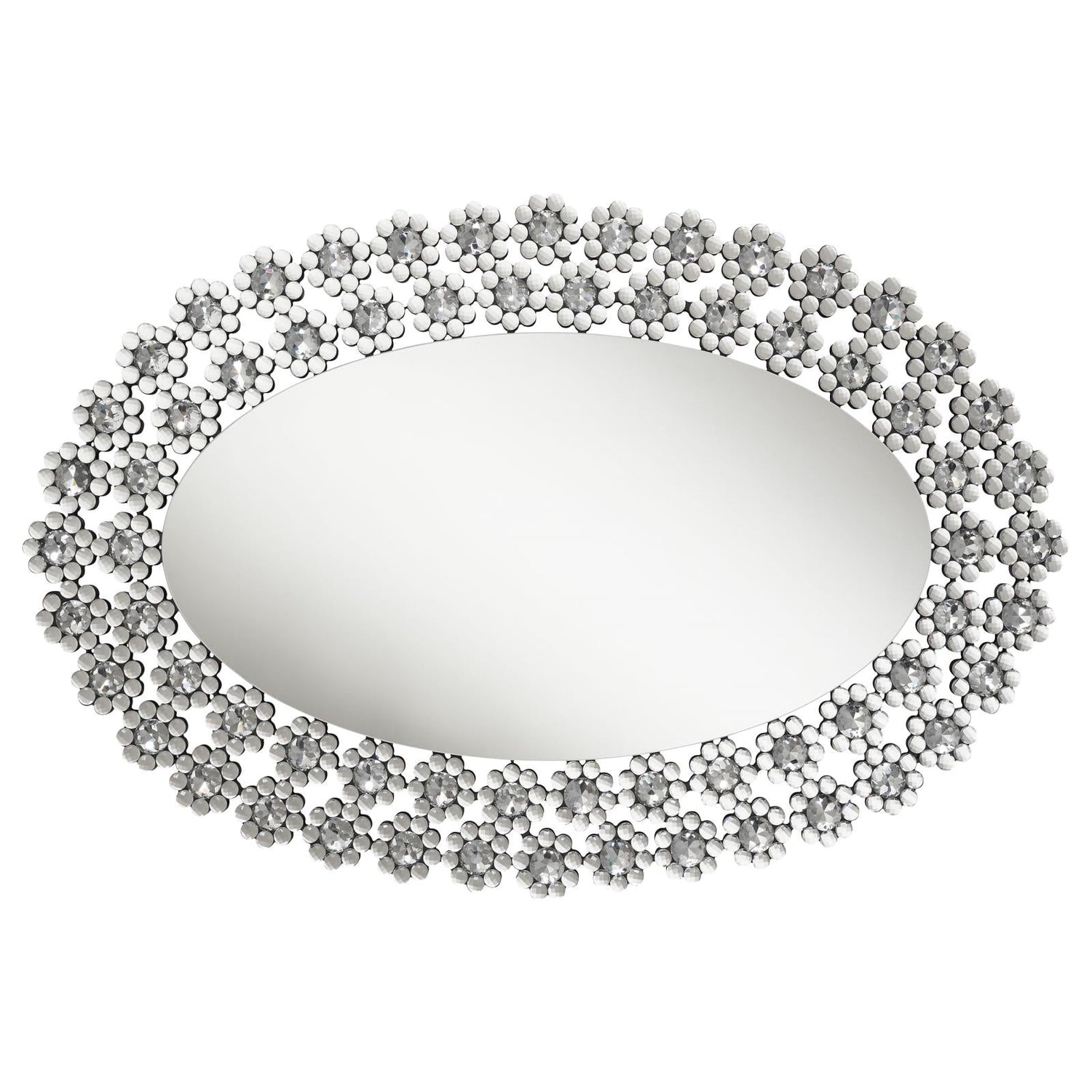 Colleen Oval Wall Mirror with Faux Crystal Blossoms - 961615 - Bien Home Furniture & Electronics