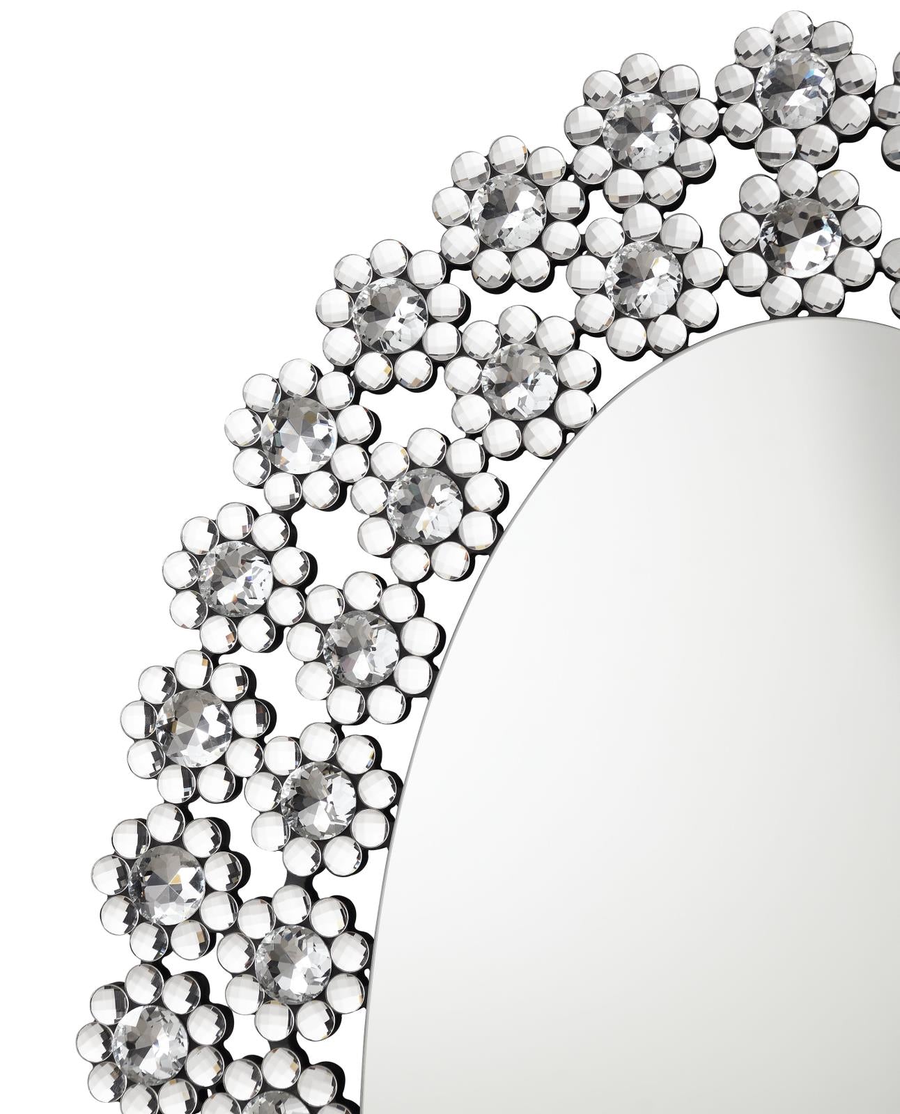 Colleen Oval Wall Mirror with Faux Crystal Blossoms - 961615 - Bien Home Furniture & Electronics