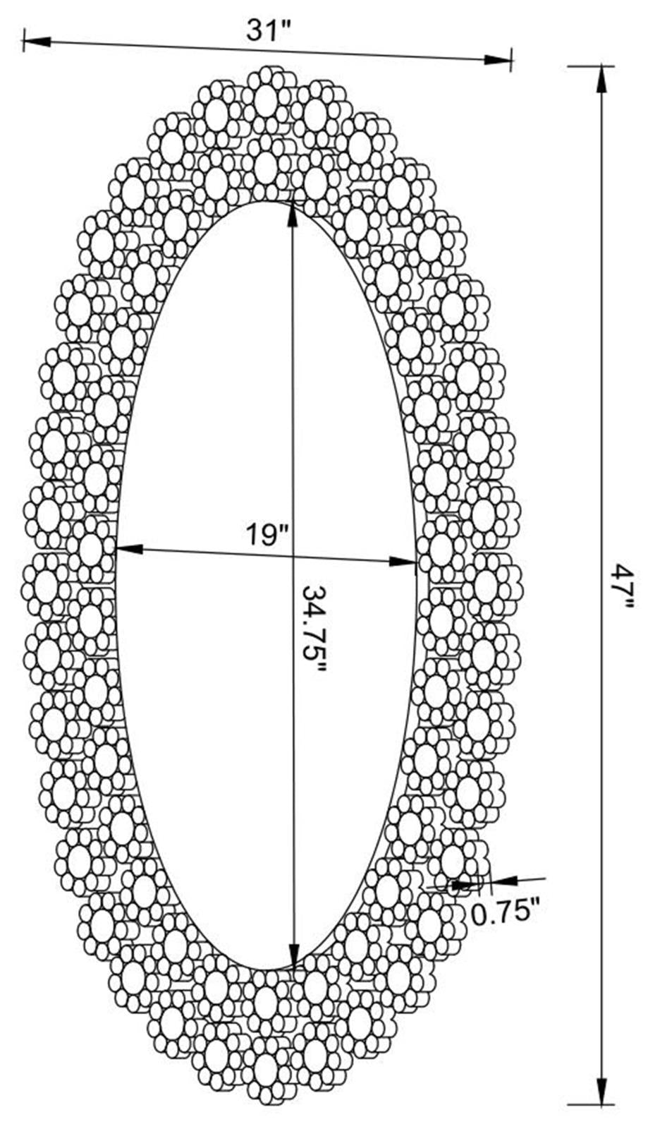 Colleen Oval Wall Mirror with Faux Crystal Blossoms - 961615 - Bien Home Furniture & Electronics