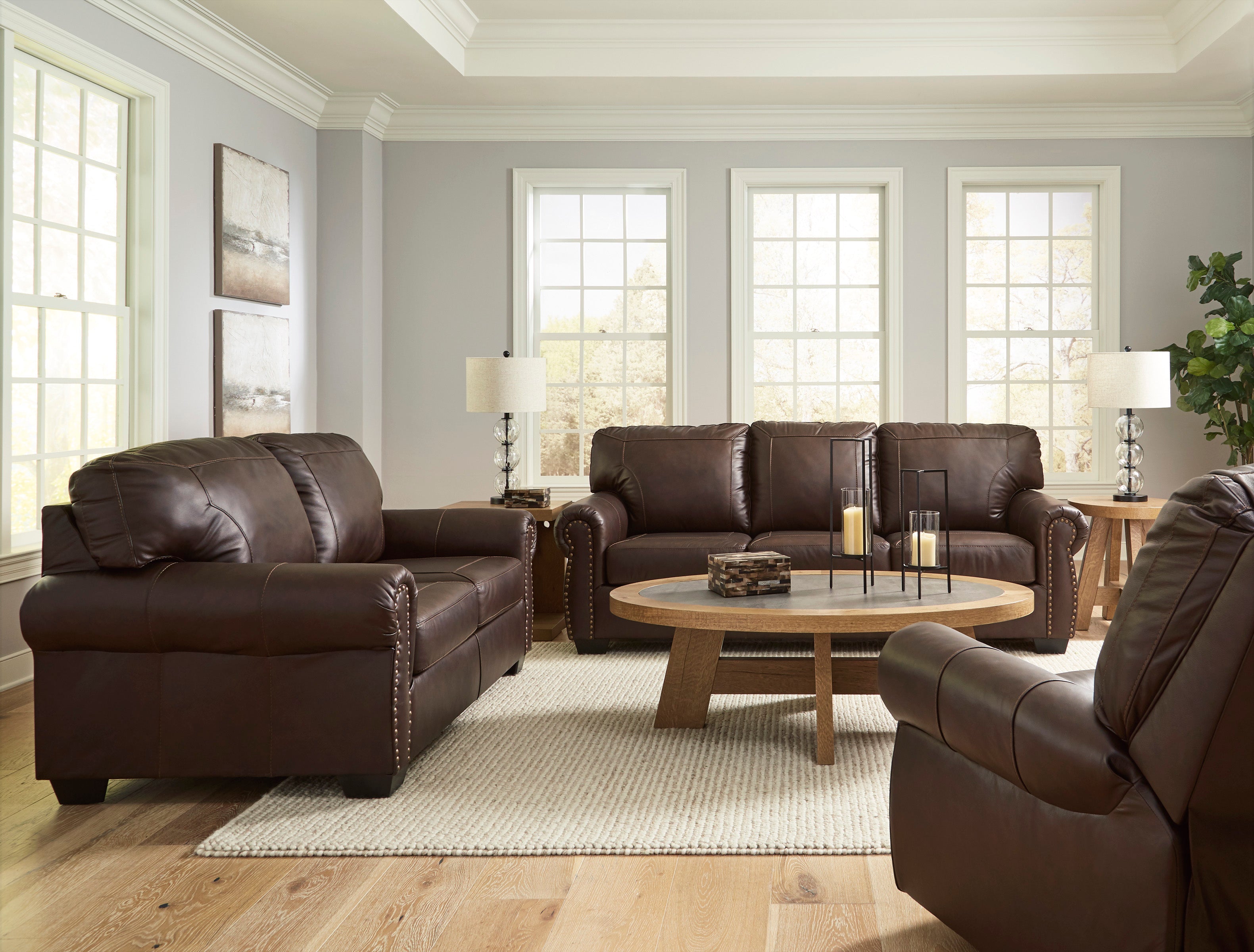 Colleton Dark Brown Leather Living Room Set - SET | 5210738 | 5210735 - Bien Home Furniture & Electronics