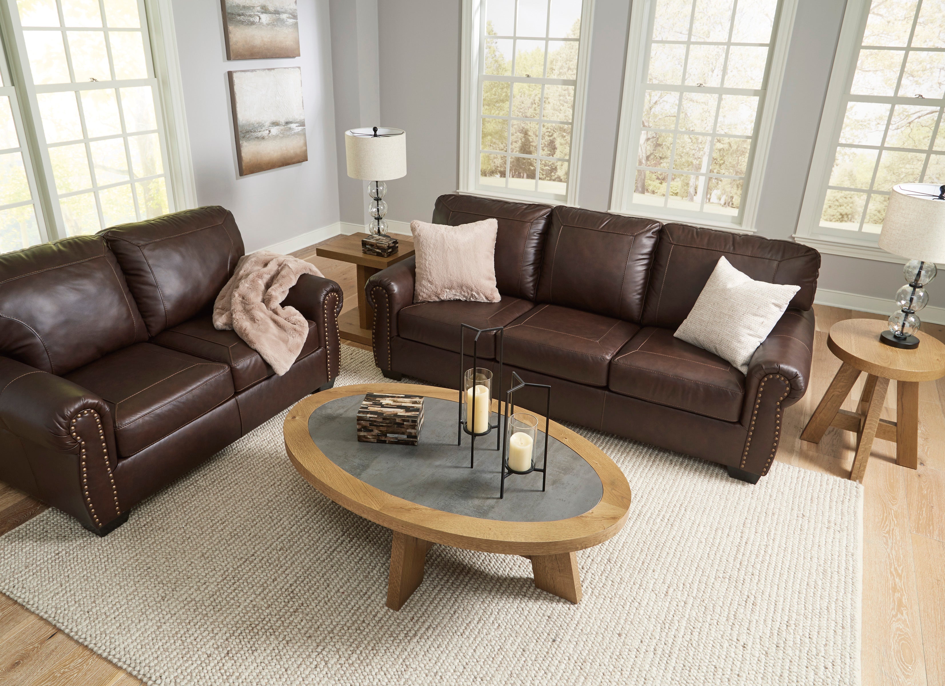 Colleton Dark Brown Leather Living Room Set - SET | 5210738 | 5210735 - Bien Home Furniture & Electronics