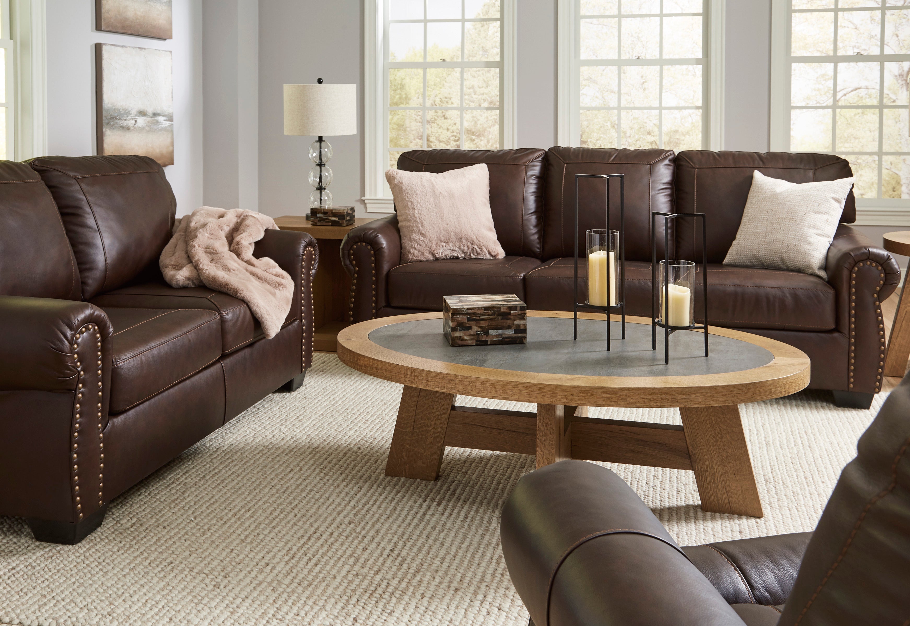 Colleton Dark Brown Leather Living Room Set - SET | 5210738 | 5210735 - Bien Home Furniture & Electronics