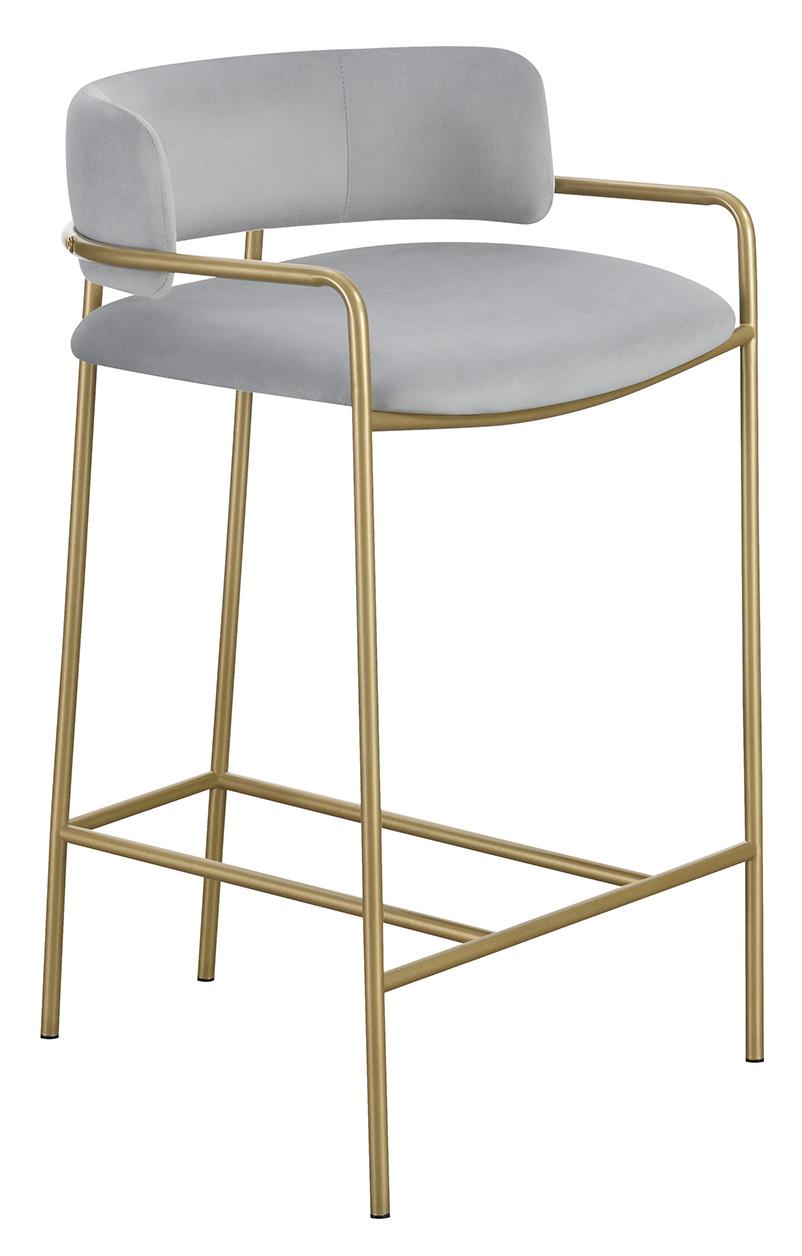 Comstock Upholstered Low Back Stool Gray/Gold - 182159 - Bien Home Furniture & Electronics