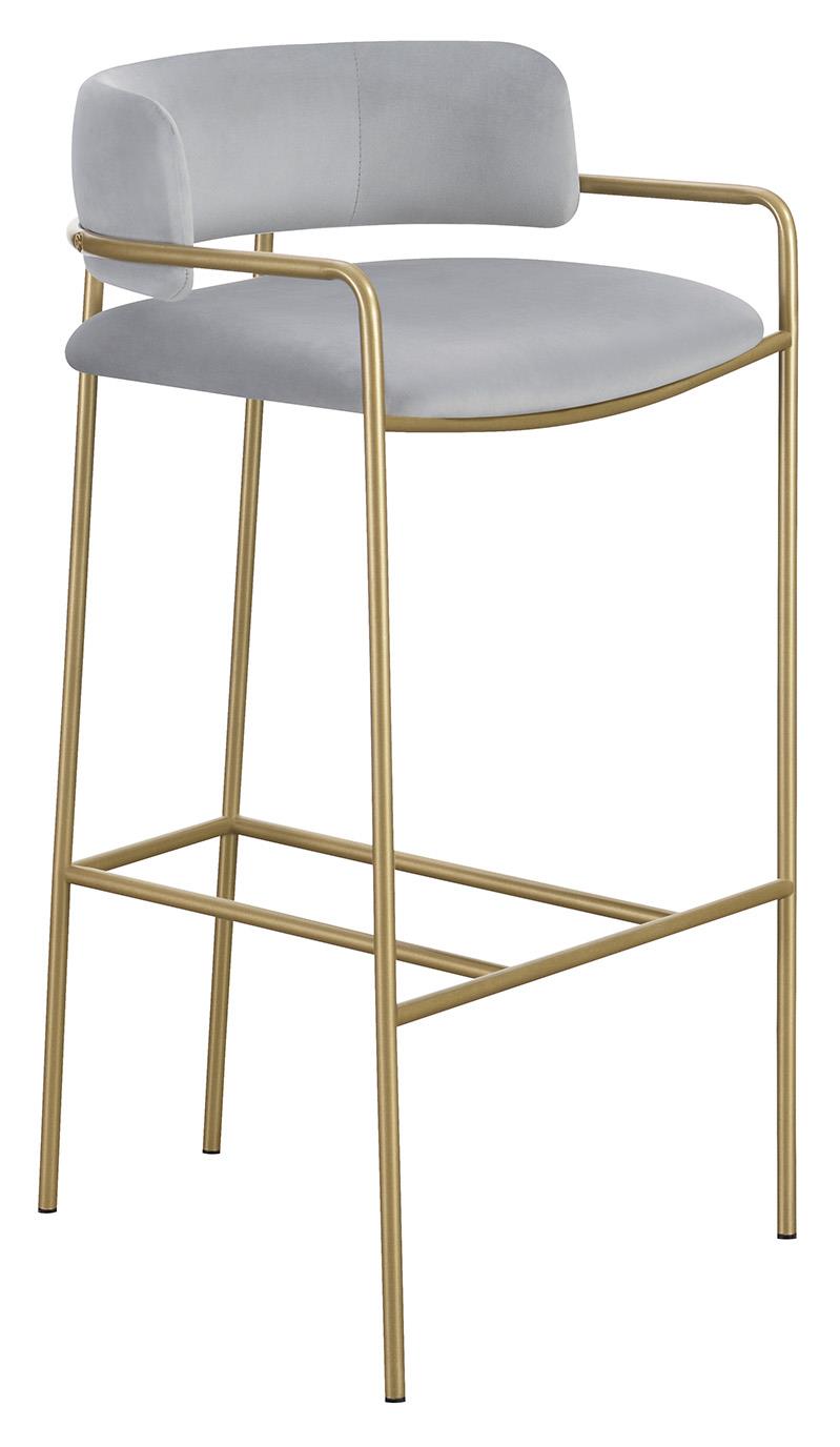 Comstock Upholstered Low Back Stool Gray/Gold - 182160 - Bien Home Furniture &amp; Electronics
