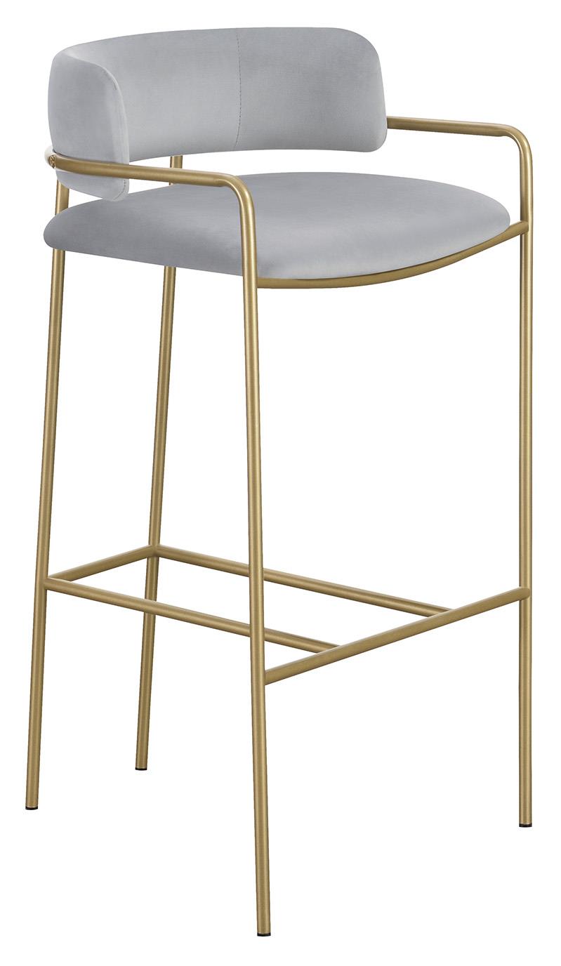 Comstock Upholstered Low Back Stool Gray/Gold - 182160 - Bien Home Furniture & Electronics