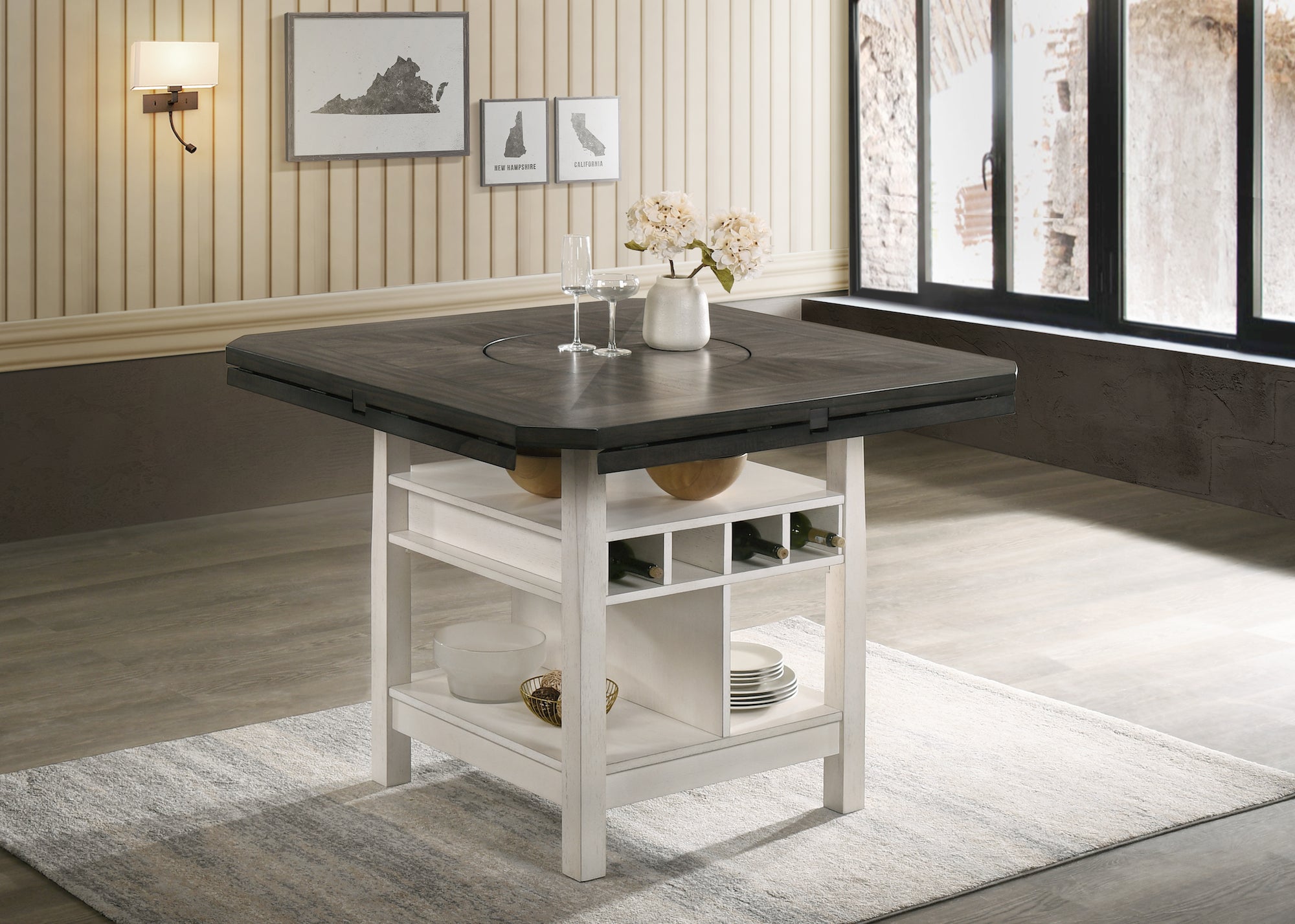 Conner Chalk/Gray Counter Height Set - SET | 2849CG-T-LEG | 2849CG-T-TOP | 2849CG-S-24(2) - Bien Home Furniture &amp; Electronics