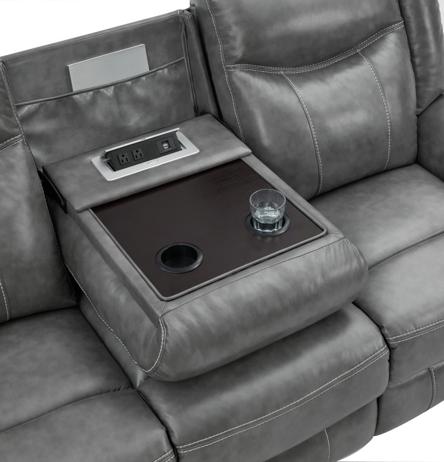 Conrad Upholstered Motion Sofa Cool Gray - 650354 - Bien Home Furniture & Electronics