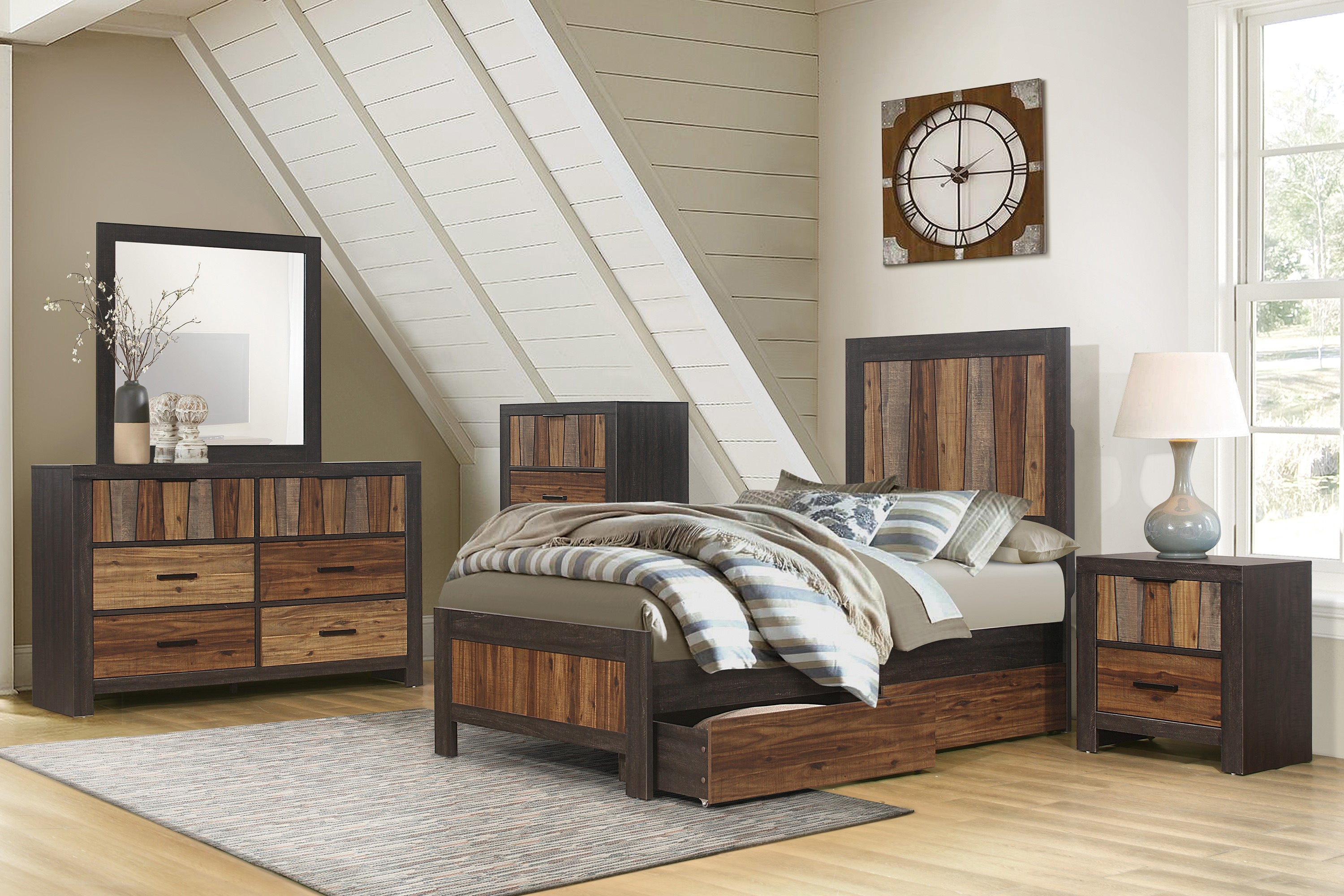 Cooper Wire Brushed Full Storage Panel Bed - SET | 2059F-1 | 2059T-3 | 2059-T - Bien Home Furniture & Electronics