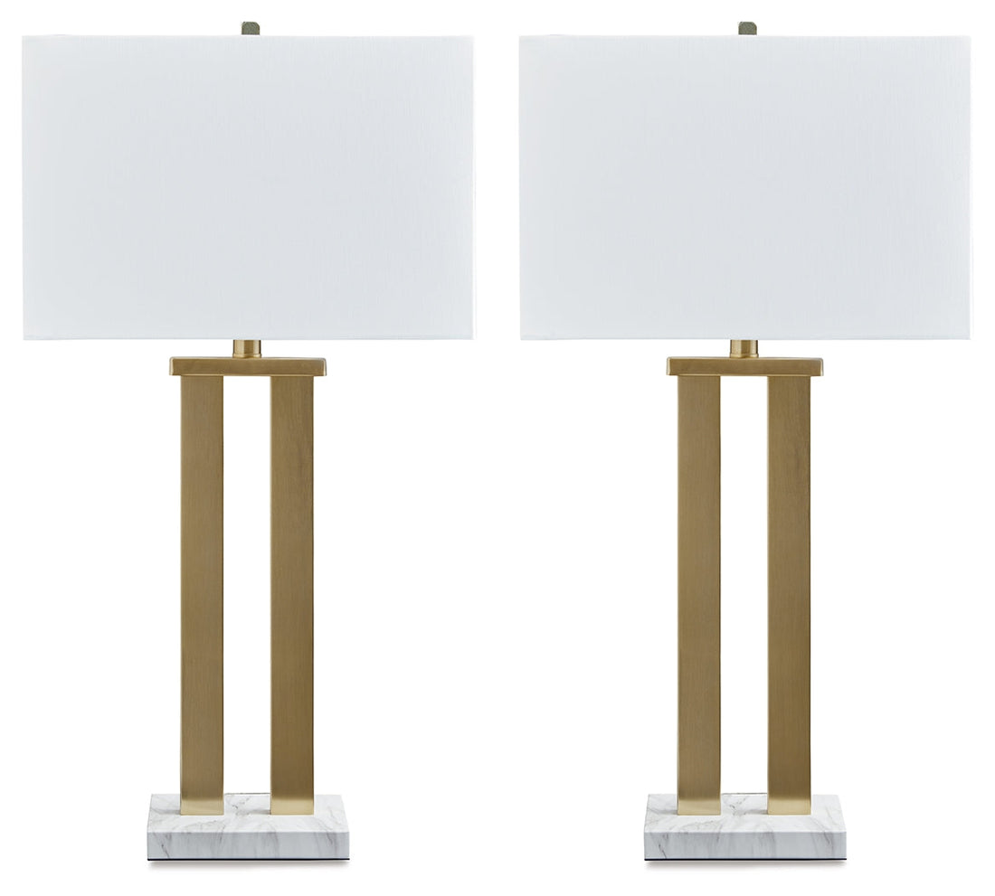 Coopermen Gold Finish/White Table Lamp (Set of 2) - L204534 - Bien Home Furniture &amp; Electronics