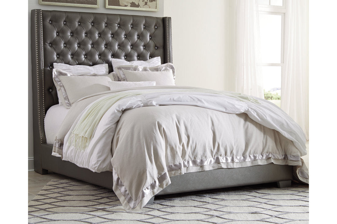 Coralayne Gray Queen Upholstered Bed - SET | B650-74 | B650-77 - Bien Home Furniture &amp; Electronics