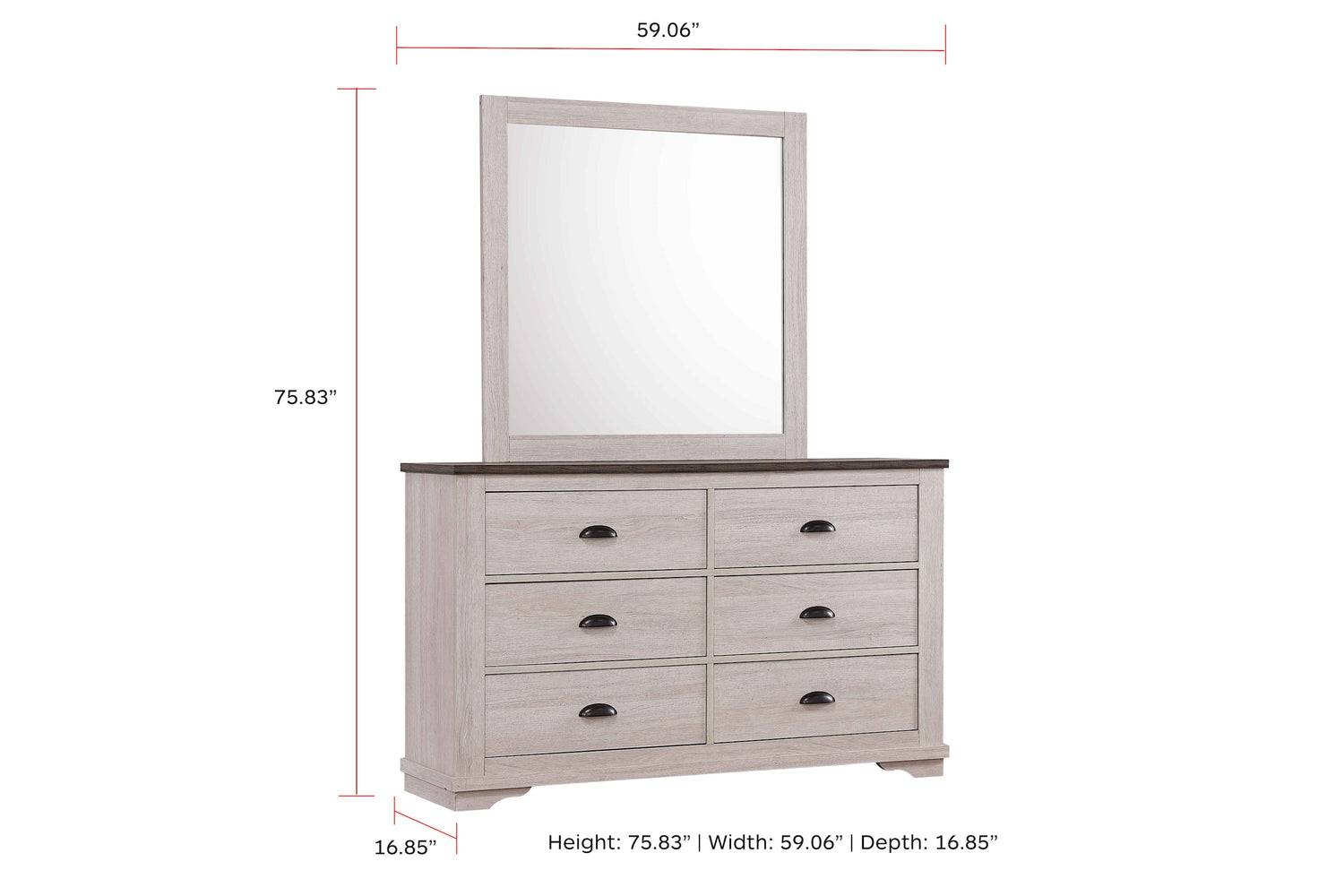 Coralee Chalk/Gray Bedroom Mirror (Mirror Only) - B8130-11 - Bien Home Furniture & Electronics