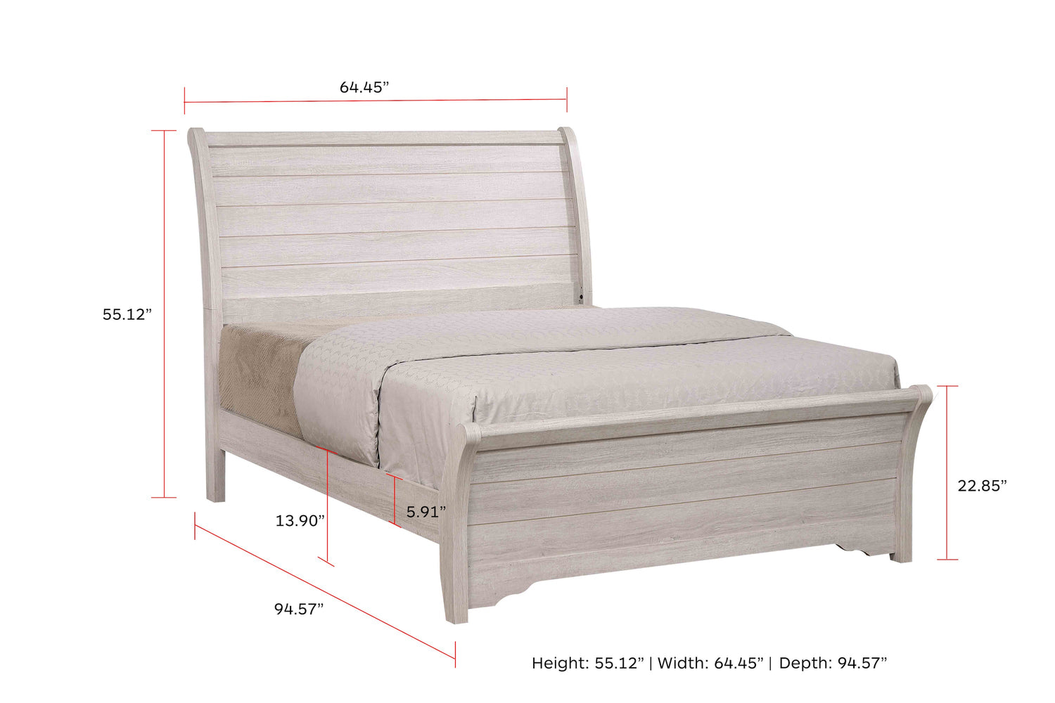 Coralee Chalk/Gray Queen Sleigh Bed - SET | B8130-Q-HB | B8130-Q-FB | B8130-KQ-RAIL - Bien Home Furniture & Electronics