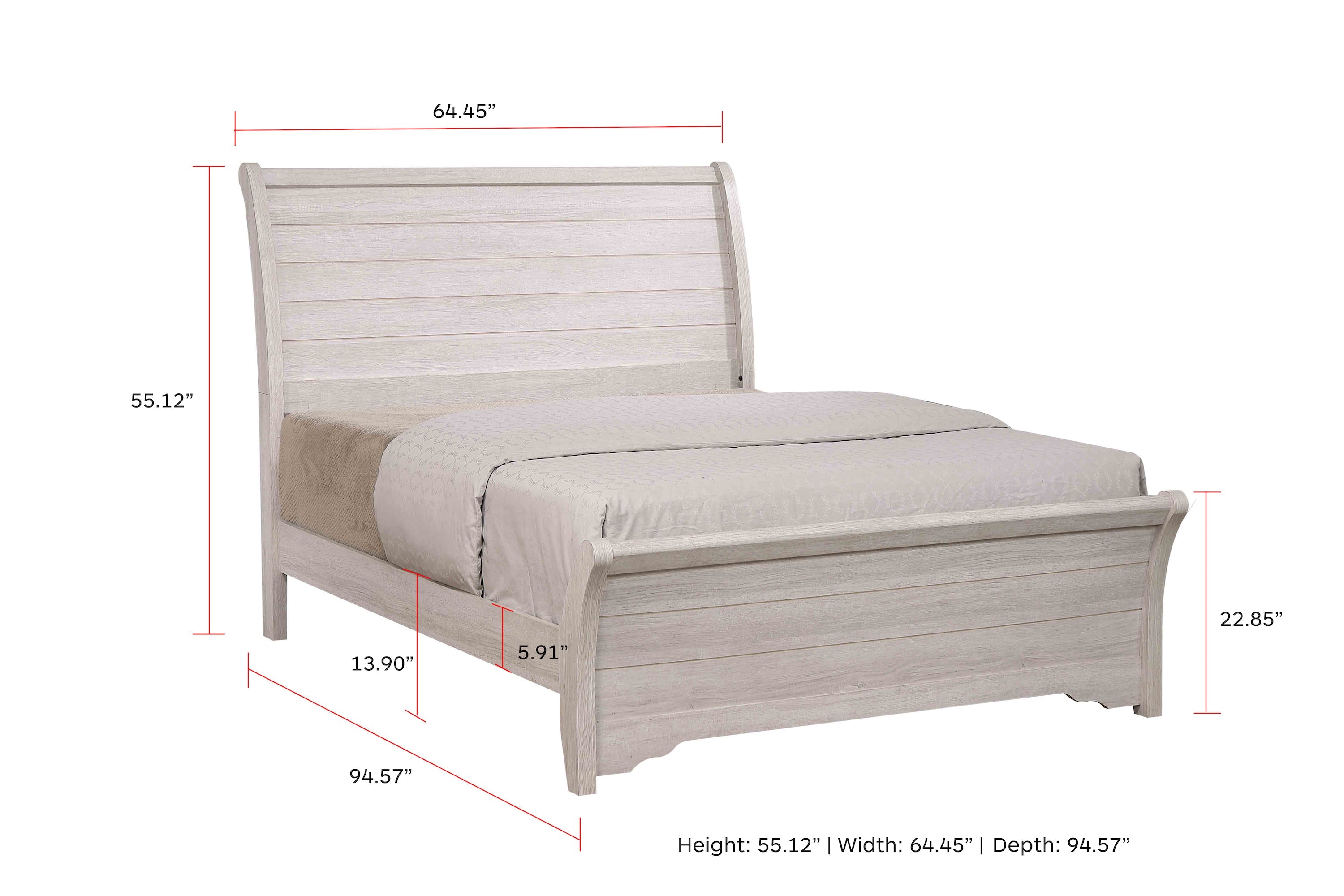 Coralee Chalk/Gray Sleigh Bedroom Set - SET | B8130-K-HB | B8130-K-FB | B8130-KQ-RAIL | B8130-1 | B8130-11 | B8130-2 | B8130-4 - Bien Home Furniture &amp; Electronics