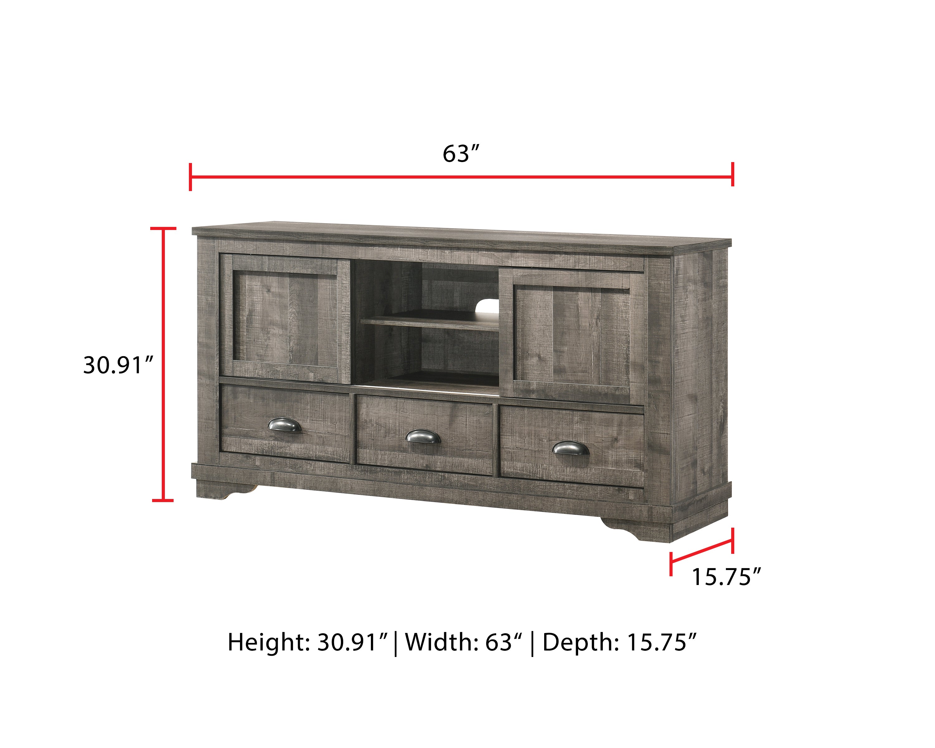 Coralee Gray 63" TV Stand - B8100-7 - Bien Home Furniture & Electronics
