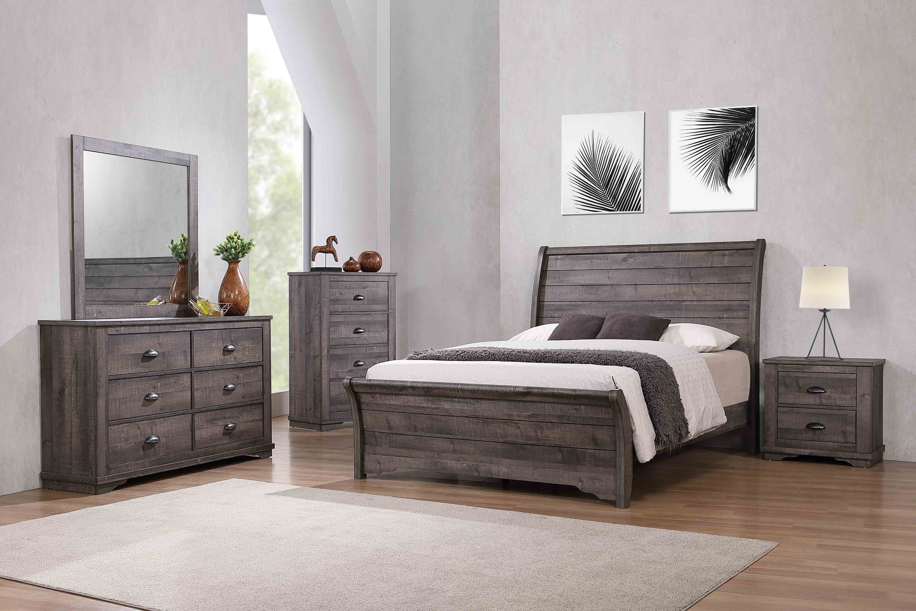 Coralee Gray Queen Sleigh Bed - SET | B8100-Q-HB | B8100-Q-FB | B8100-KQ-RAIL - Bien Home Furniture & Electronics
