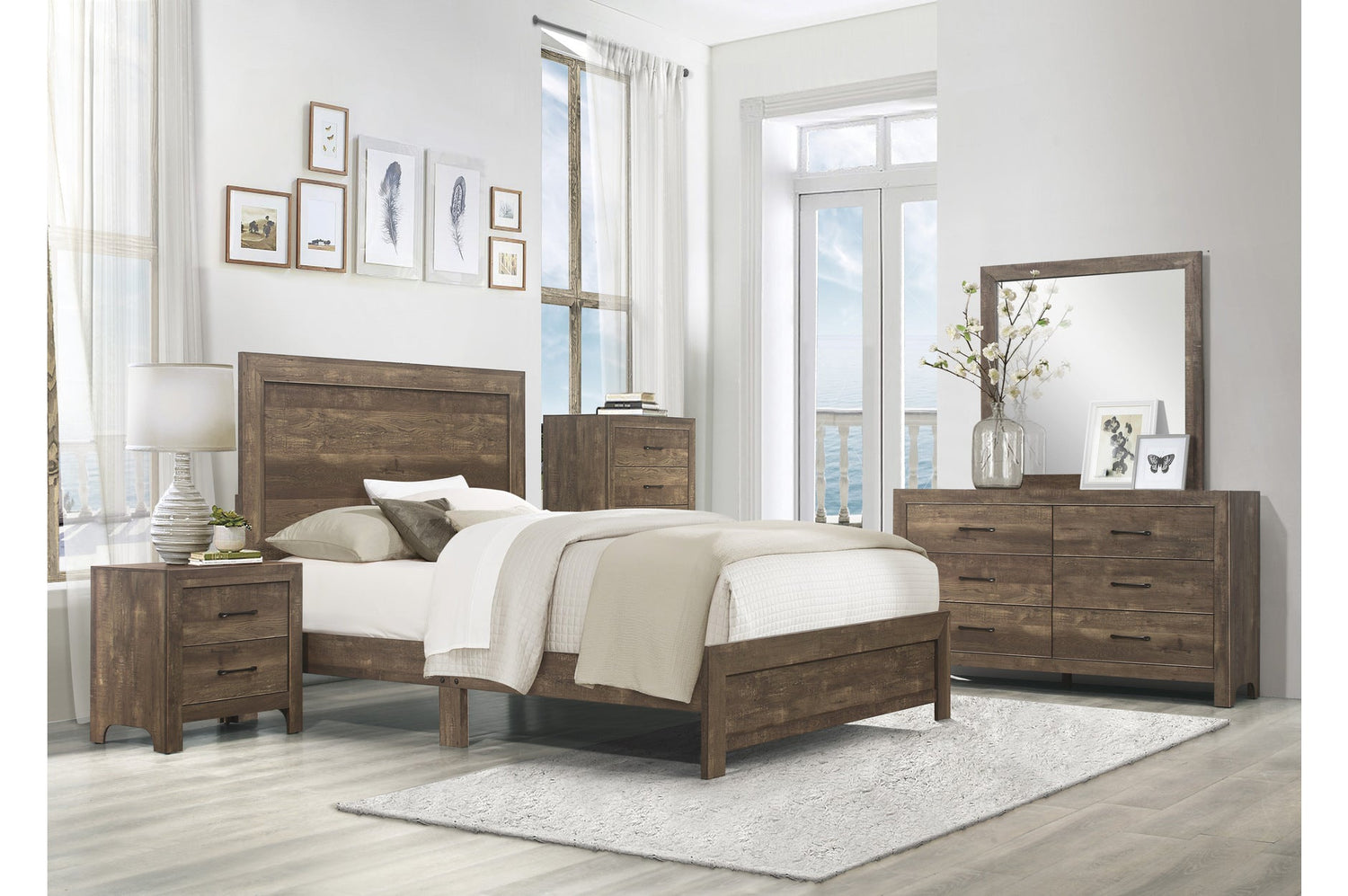 Corbin Brown Queen Panel Bed - 1534-1 - Bien Home Furniture &amp; Electronics