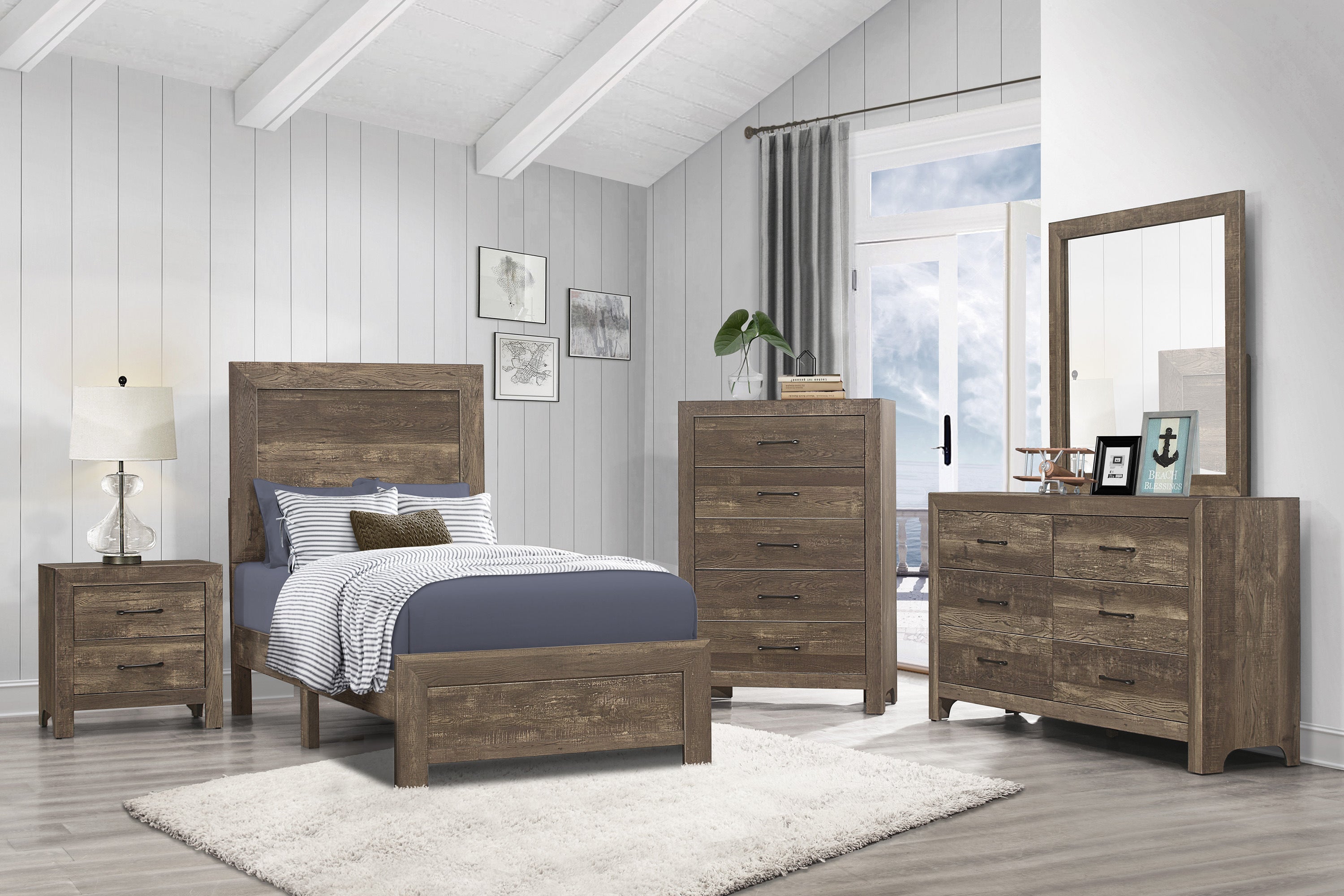Corbin Brown Twin Panel Bed - 1534T-1 - Bien Home Furniture & Electronics