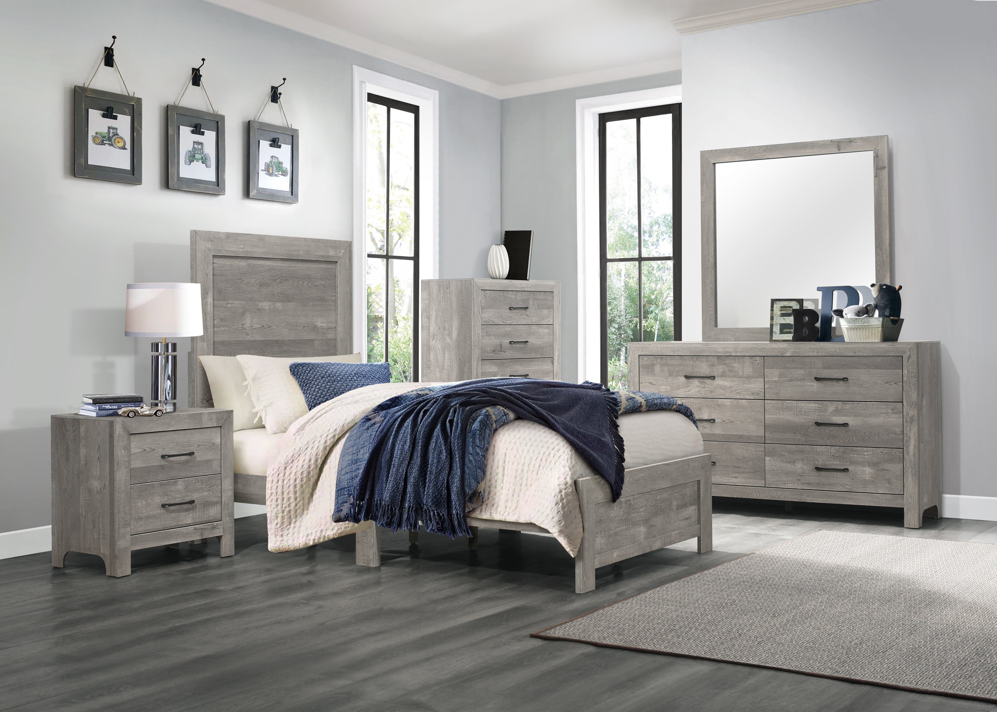 Corbin Gray Twin Panel Bed - 1534GYT-1 - Bien Home Furniture & Electronics