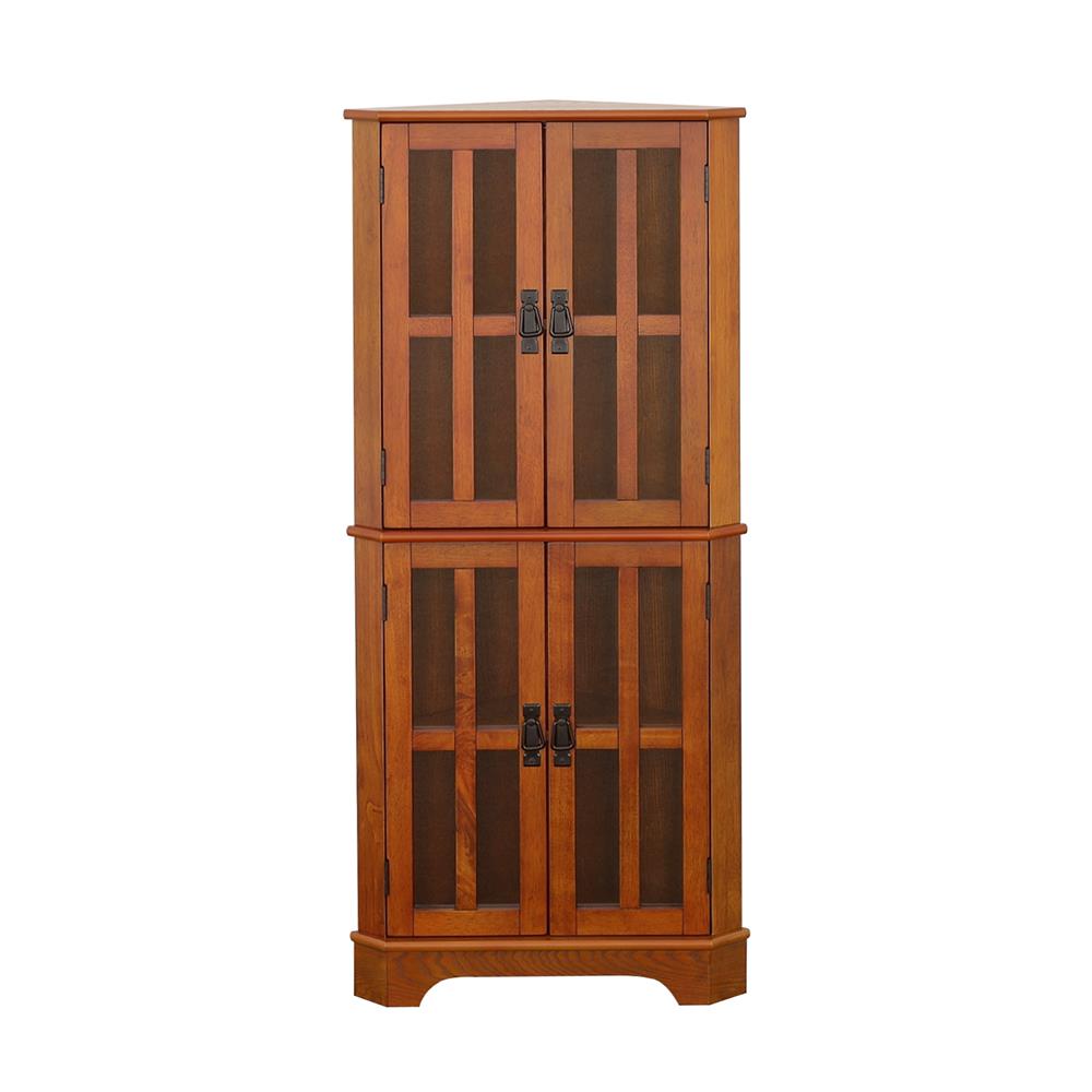 Coreosis Golden Brown 4-Shelf Corner Curio Cabinet - 950185 - Bien Home Furniture & Electronics