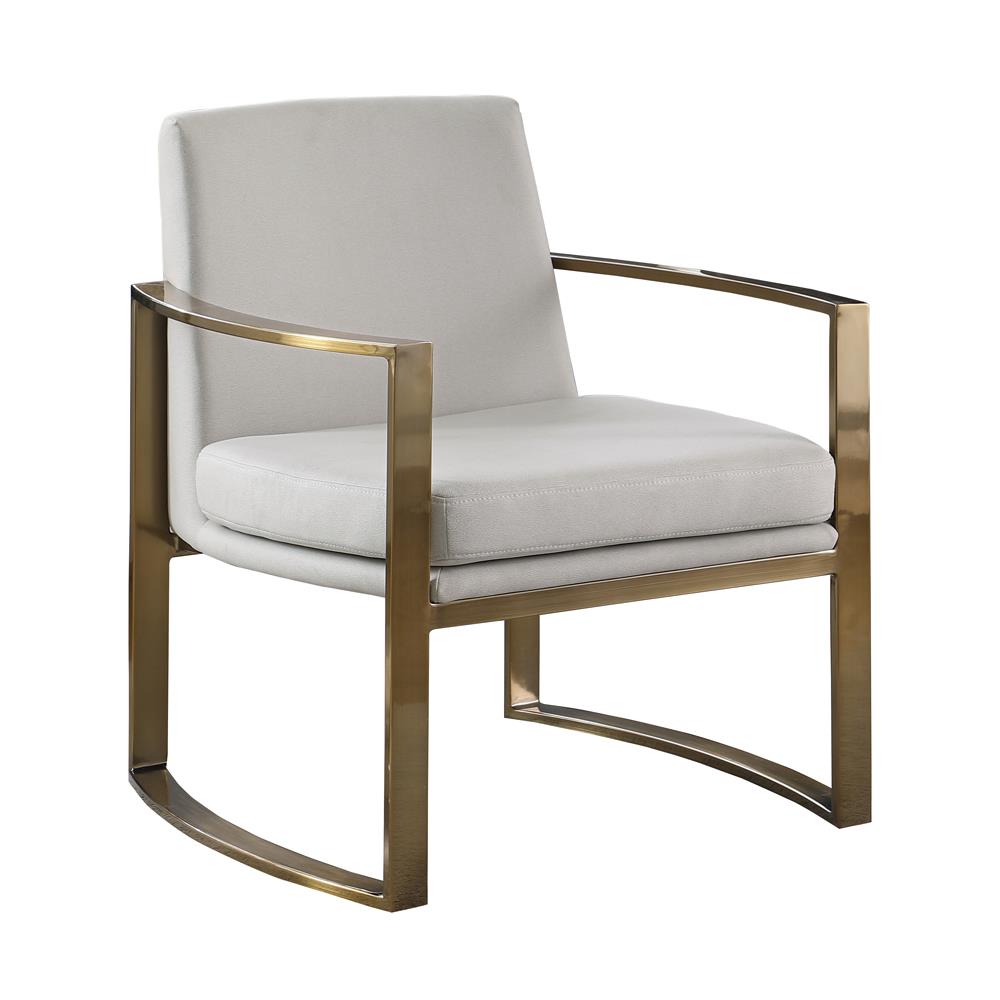 Cory Cream/Bronze Concave Metal Arm Accent Chair - 903048 - Bien Home Furniture & Electronics