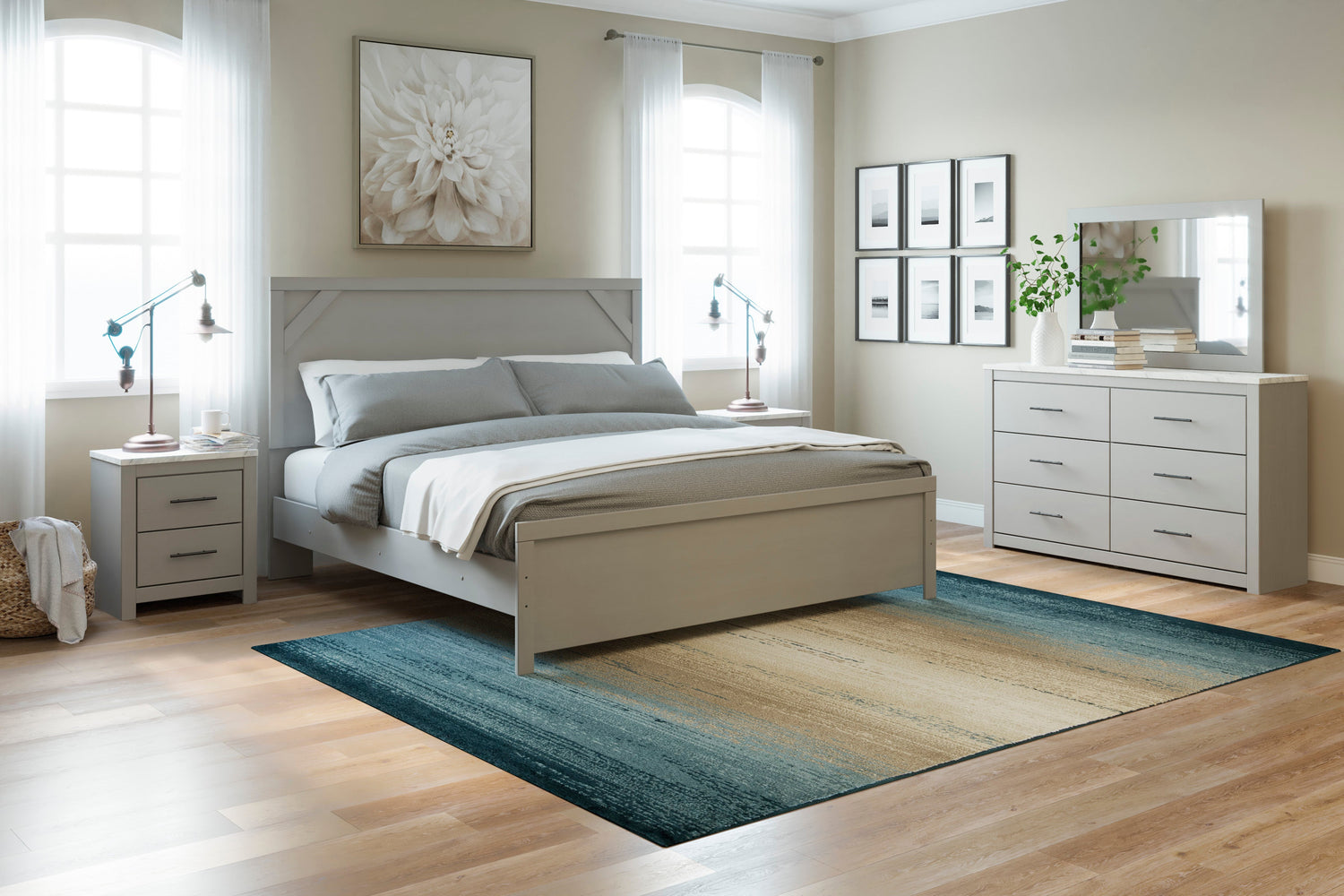 Cottonburg Light Gray/White Panel Bedroom Set - SET | B1192-71 | B1192-96 | B1192-31 | B1192-92 - Bien Home Furniture & Electronics