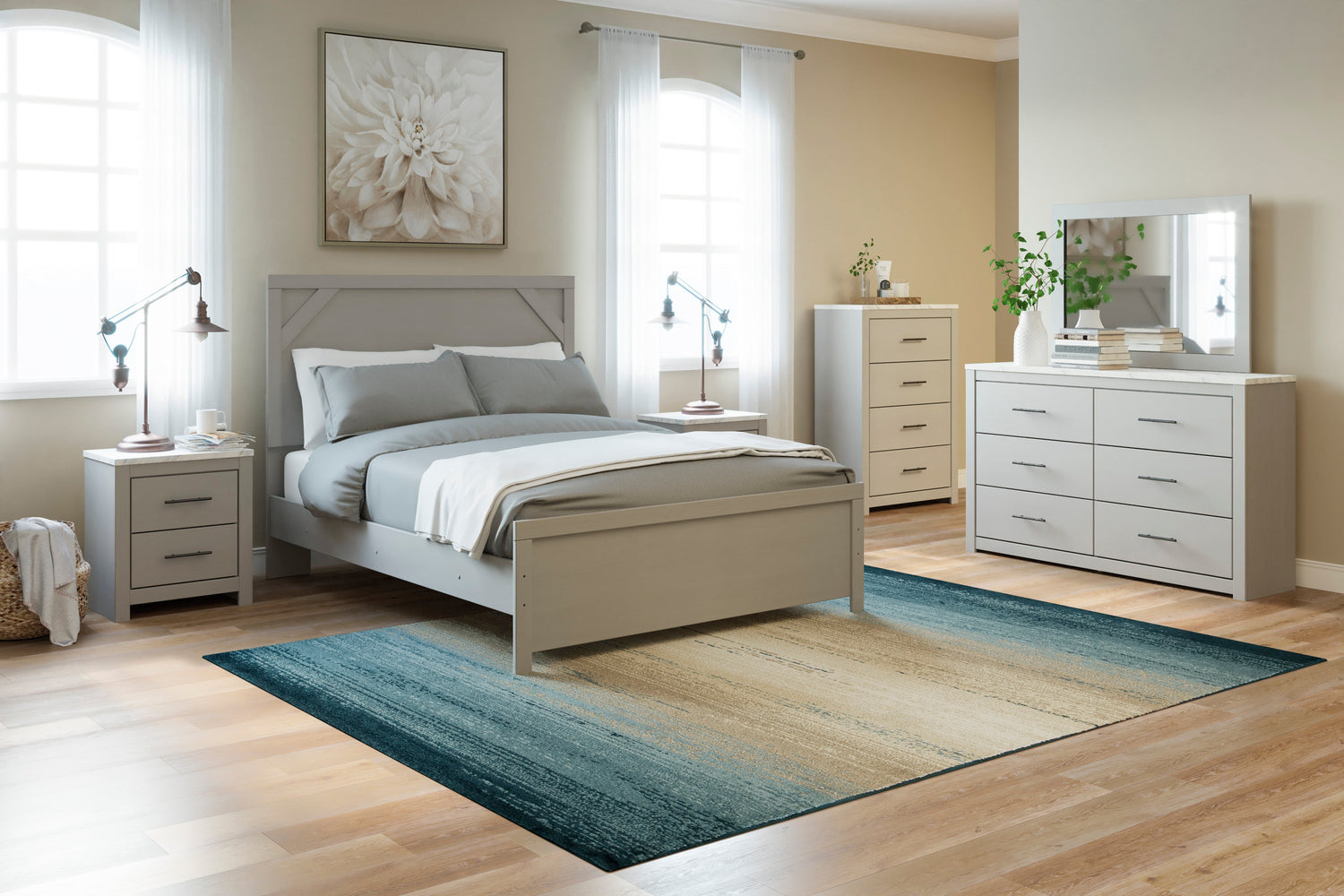 Cottonburg Light Gray/White Panel Bedroom Set - SET | B1192-71 | B1192-96 | B1192-31 | B1192-92 - Bien Home Furniture & Electronics