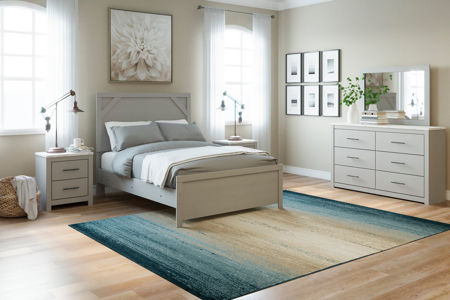 Cottonburg Light Gray/White Panel Youth Bedroom Set - SET | B1192-55 | B1192-86 | B1192-31 | B1192-36 - Bien Home Furniture & Electronics