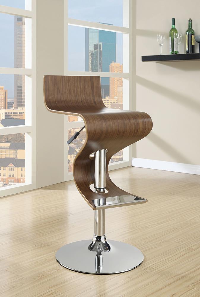 Covina Walnut/Chrome Adjustable Bar Stool - 100396 - Bien Home Furniture &amp; Electronics