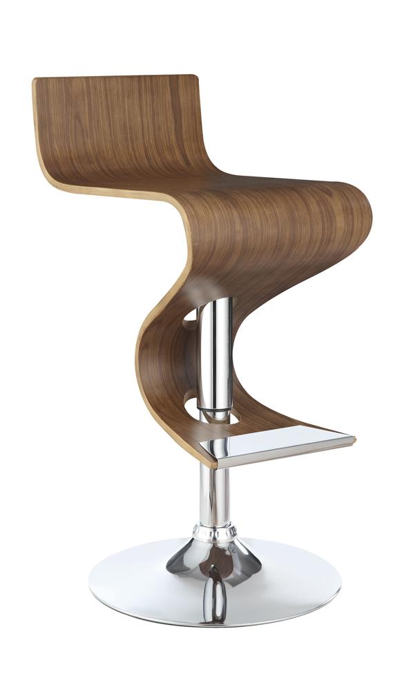 Covina Walnut/Chrome Adjustable Bar Stool - 100396 - Bien Home Furniture & Electronics