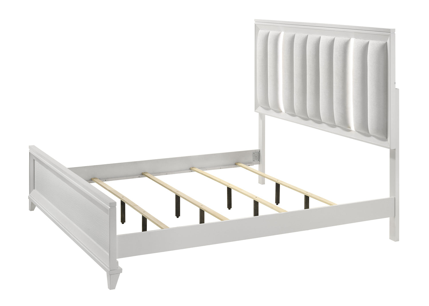 Cressida White King Upholstered LED Panel Bed - SET | B7300-K-HB | B7300-K-FB | B7300-KQ-RAIL | - Bien Home Furniture & Electronics