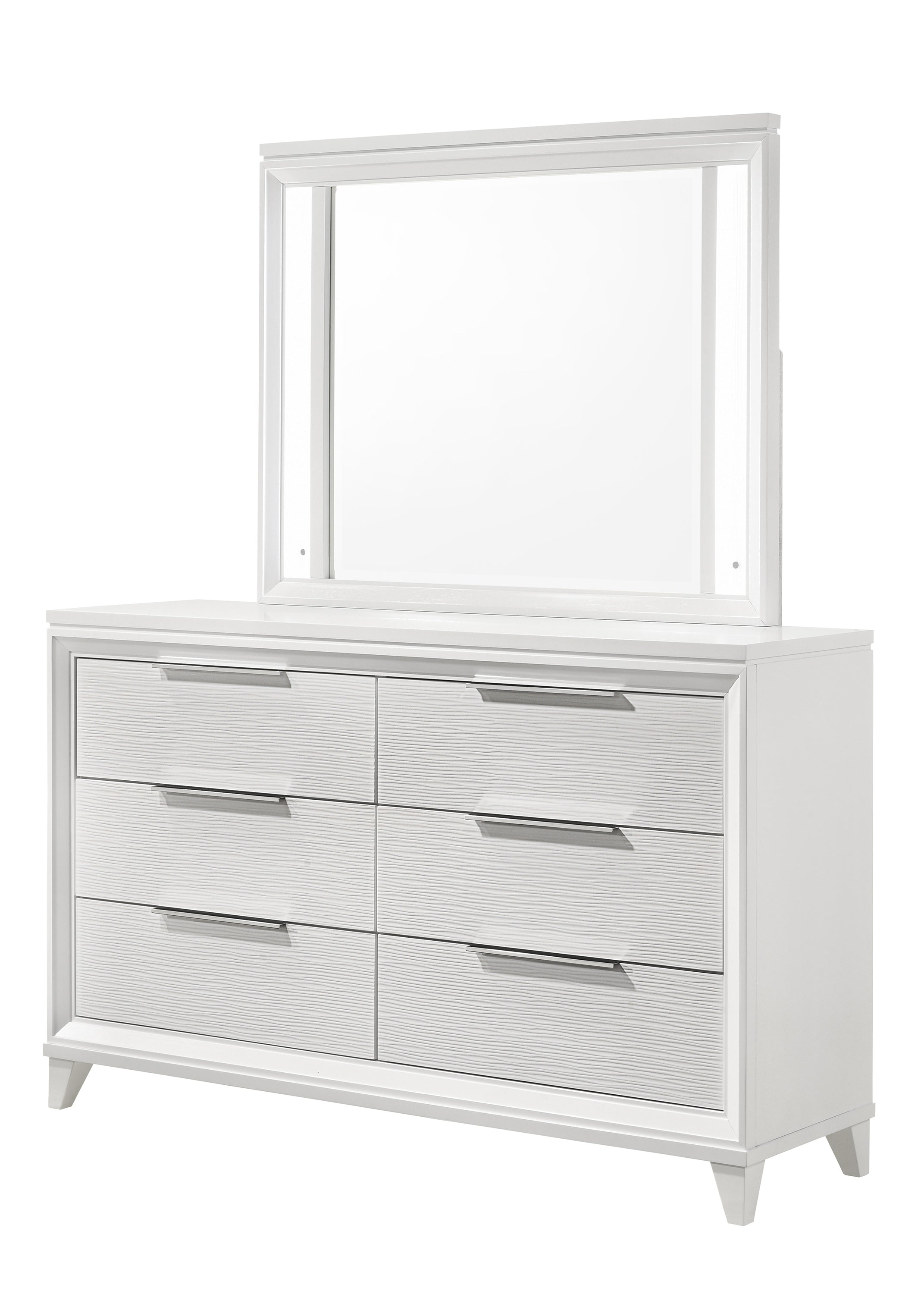 Cressida White Upholstered LED Panel Bedroom Set - SET | B7300-Q-HB | B7300-Q-FB | B7300-KQ-RAIL | B7300-2 | B7300-4 - Bien Home Furniture & Electronics