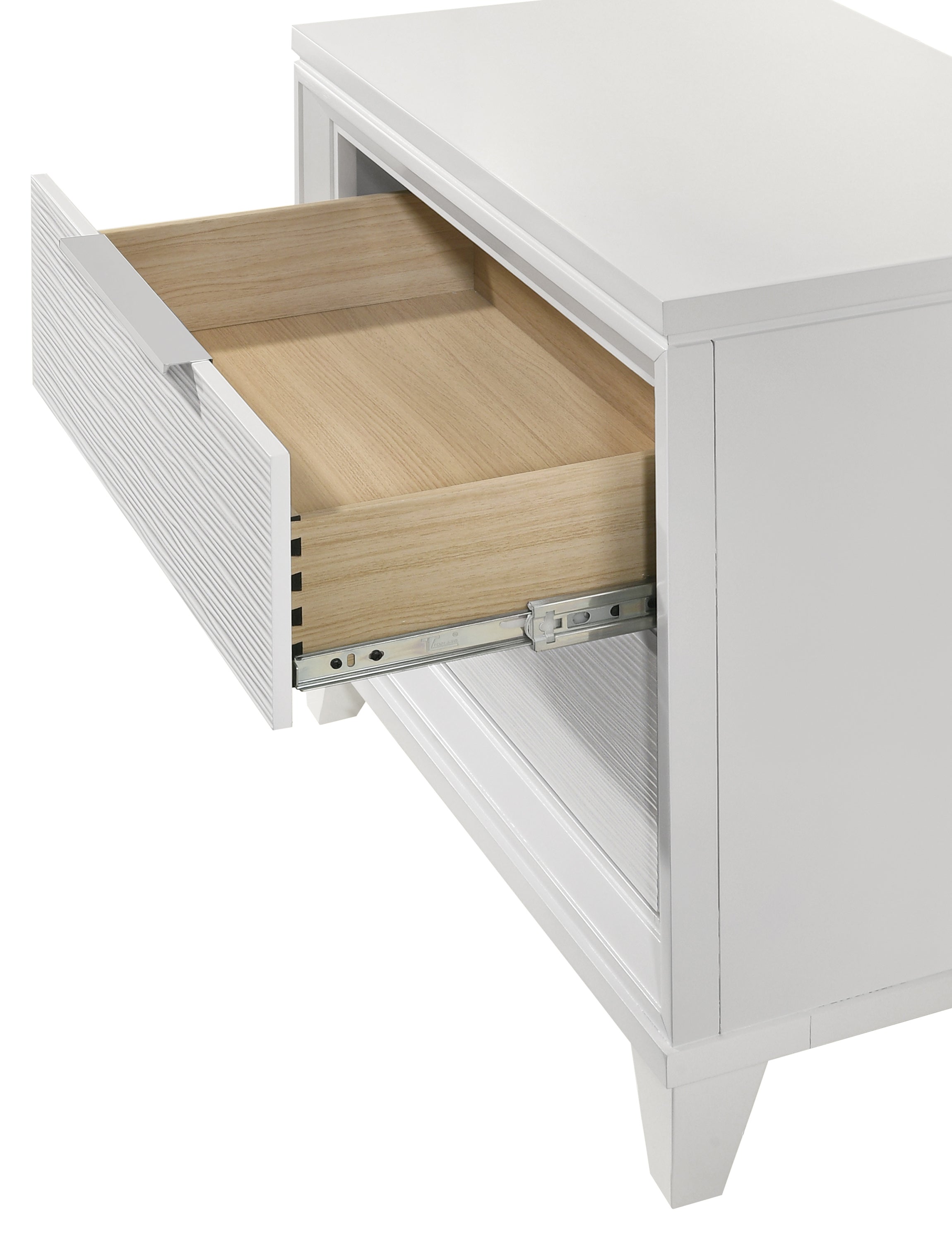 Cressida White Upholstered LED Panel Bedroom Set - SET | B7300-Q-HB | B7300-Q-FB | B7300-KQ-RAIL | B7300-2 | B7300-4 - Bien Home Furniture & Electronics