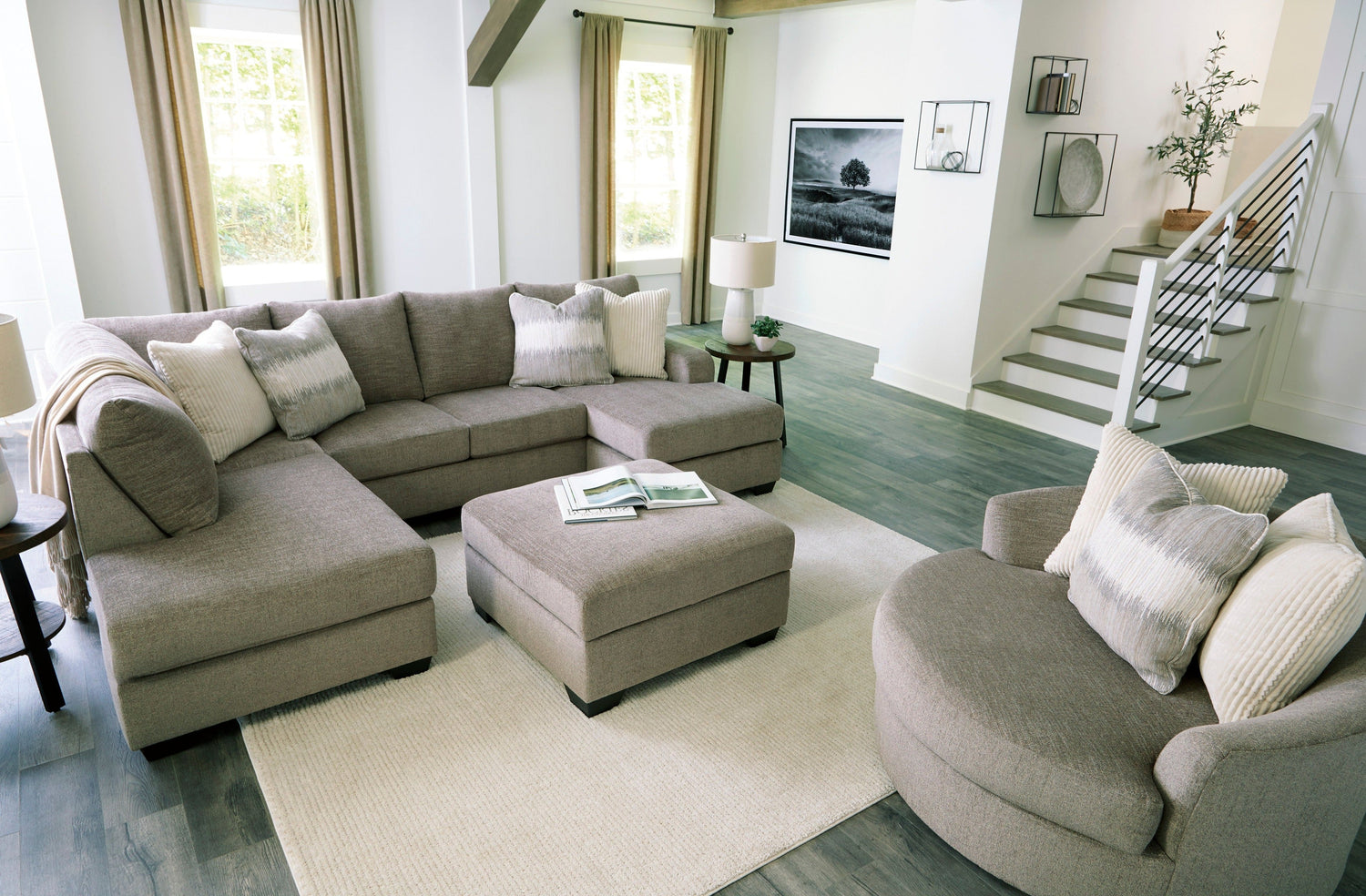 Creswell Stone LAF Sectional - SET | 1530503 | 1530516 - Bien Home Furniture & Electronics