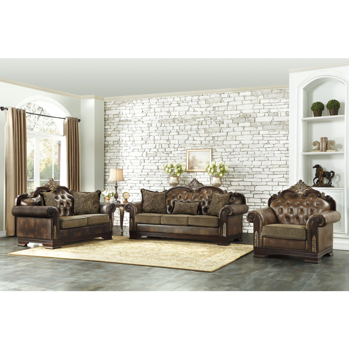 Croydon Dark Cherry Living Room Set - SET | 9815-1A | 9815-1B | 9815-2A | 9815-2B | 9815-3A | 9815-3B - Bien Home Furniture & Electronics