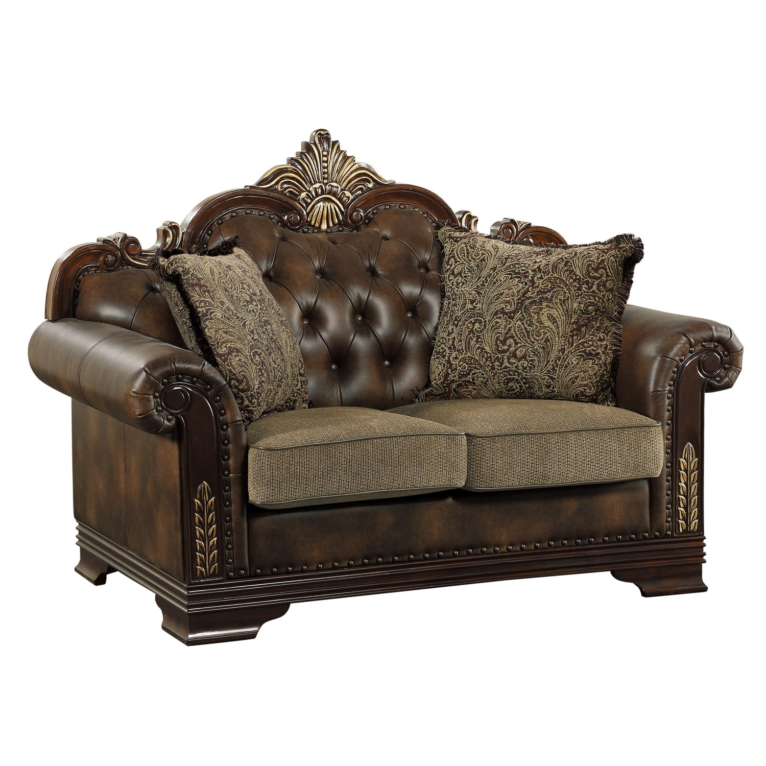 Croydon Dark Cherry Loveseat - SET | 9815-2A | 9815-2B - Bien Home Furniture & Electronics