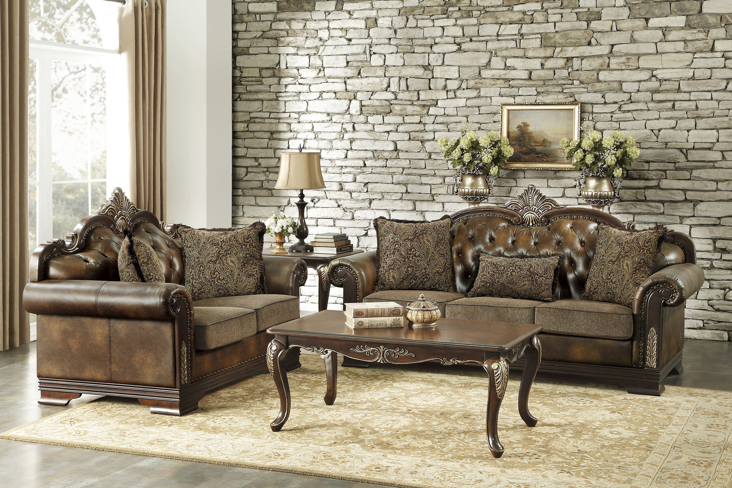 Croydon Dark Cherry Loveseat - SET | 9815-2A | 9815-2B - Bien Home Furniture & Electronics