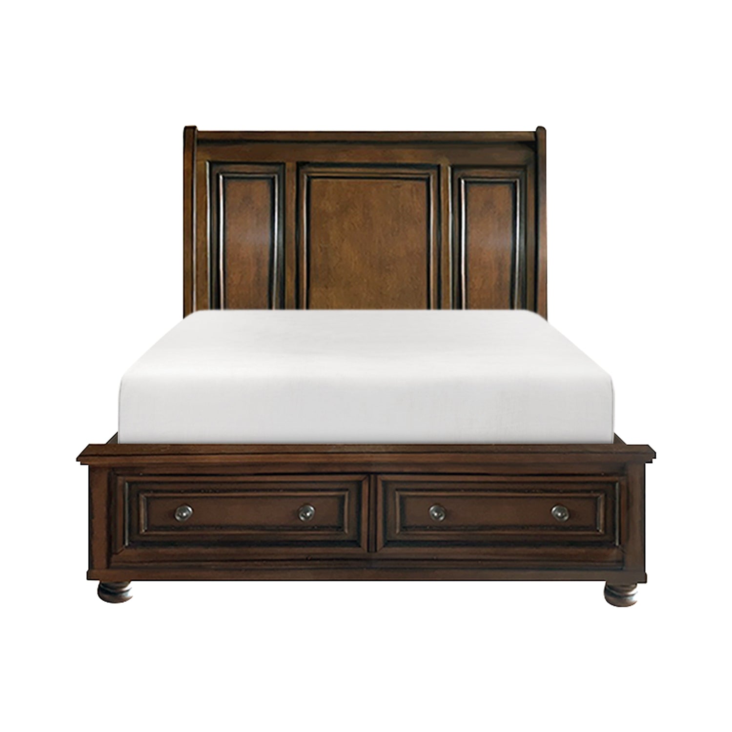 Cumberland Brown Cherry King Sleigh Storage Platform Bed - SET | 2159K-1 | 2159K-2NF | 2159K-3EK - Bien Home Furniture & Electronics