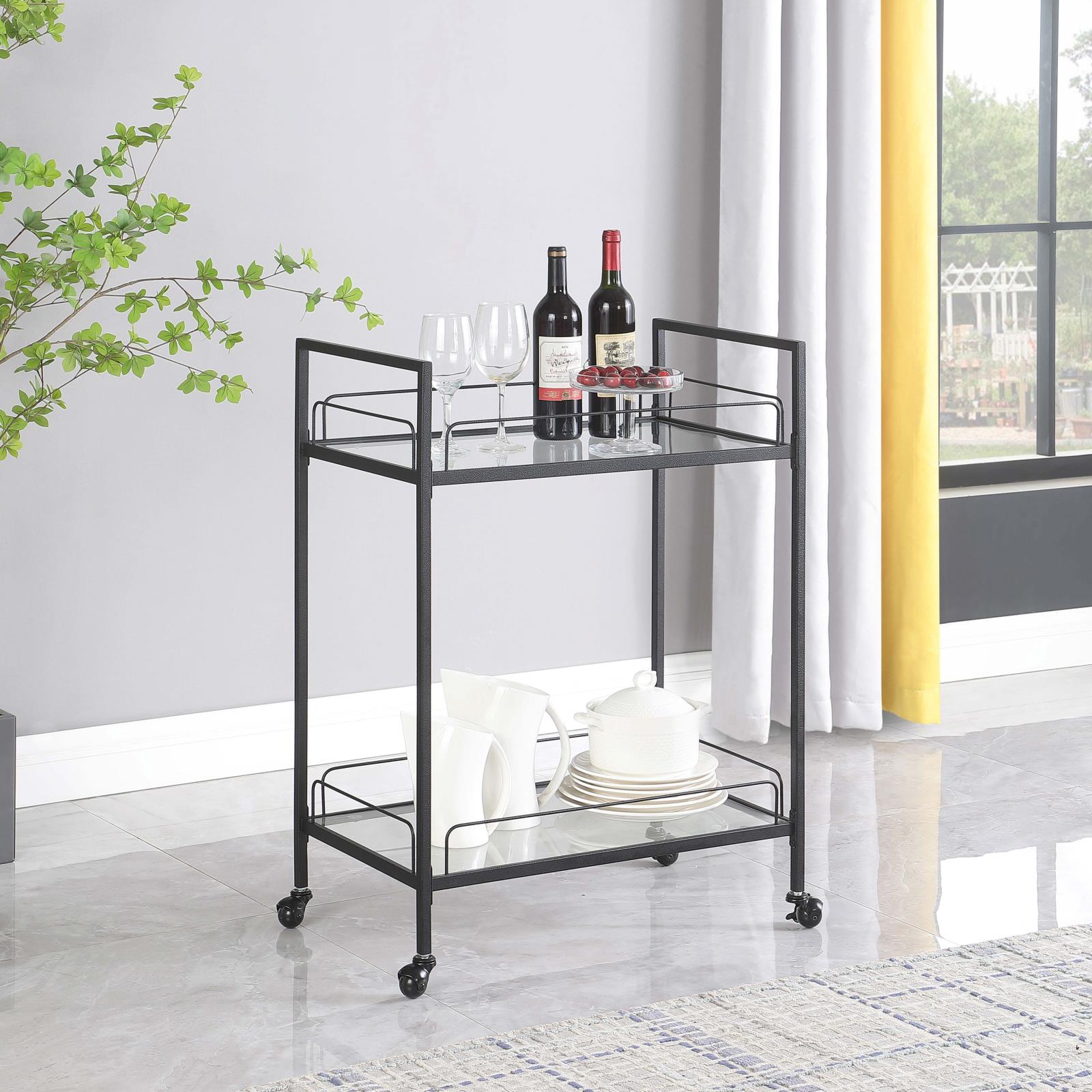 Curltis Clear/Black Serving Cart with Glass Shelves - 181065 - Bien Home Furniture & Electronics