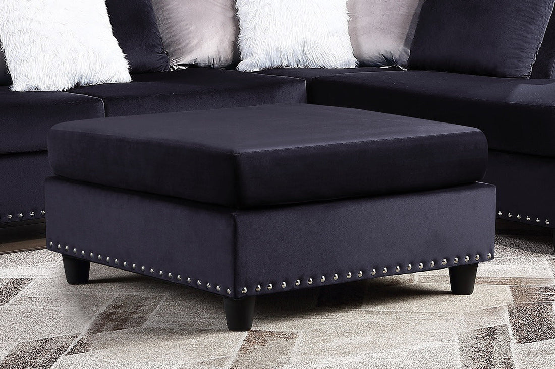 Cyndia Black Velvet Ottoman - SH3187BLK-4 - Bien Home Furniture &amp; Electronics