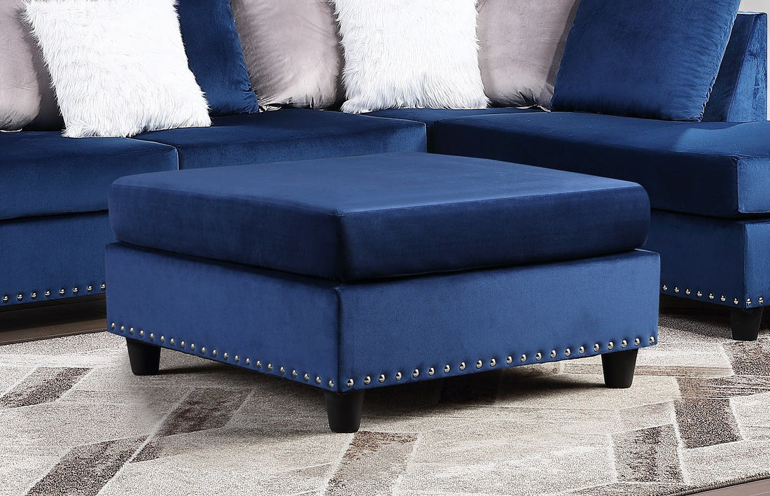 Cyndia Blue Velvet Ottoman - SH3187BLU-4 - Bien Home Furniture &amp; Electronics